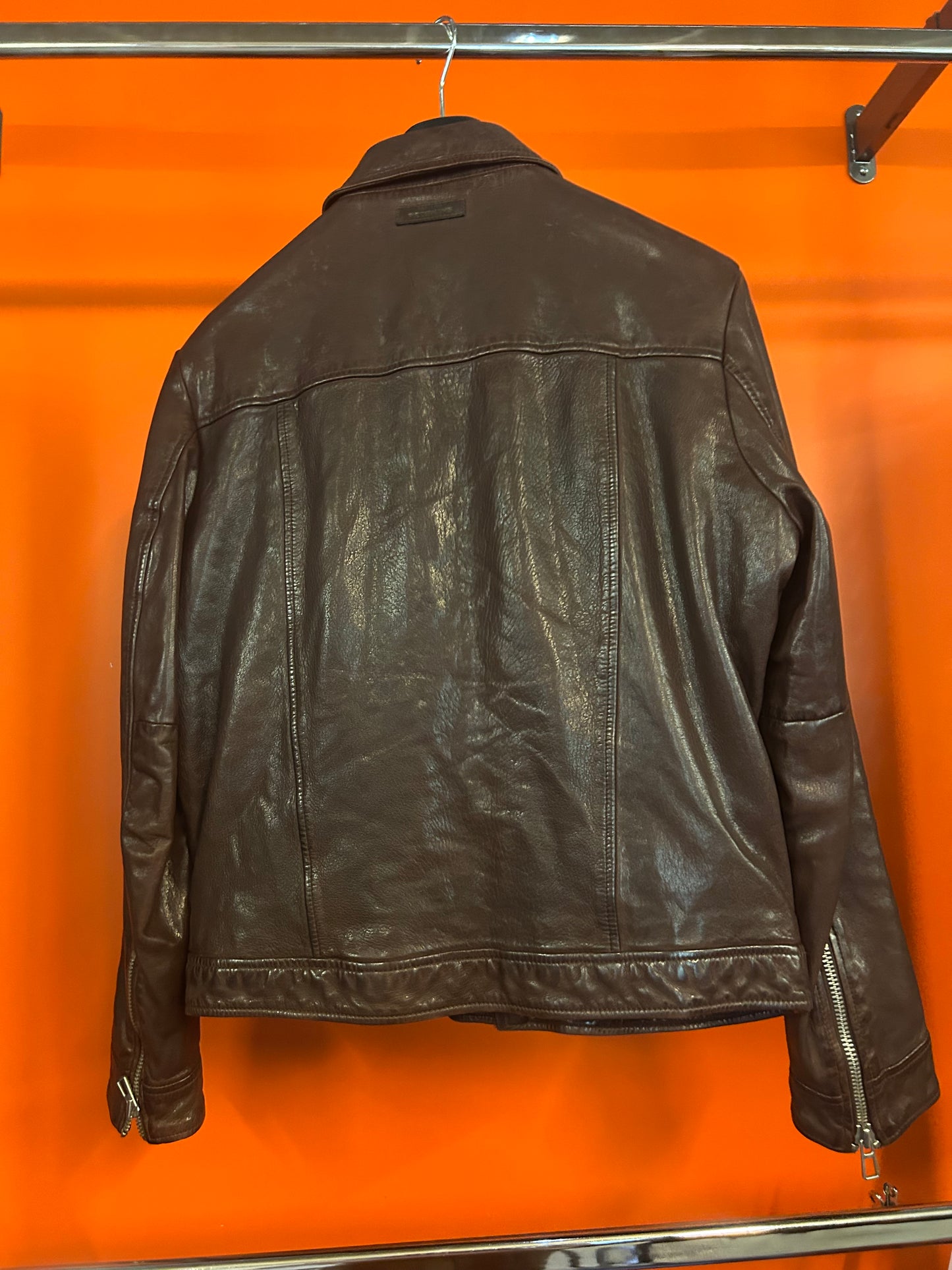 Blouson en cuir marron NORIS GREEN