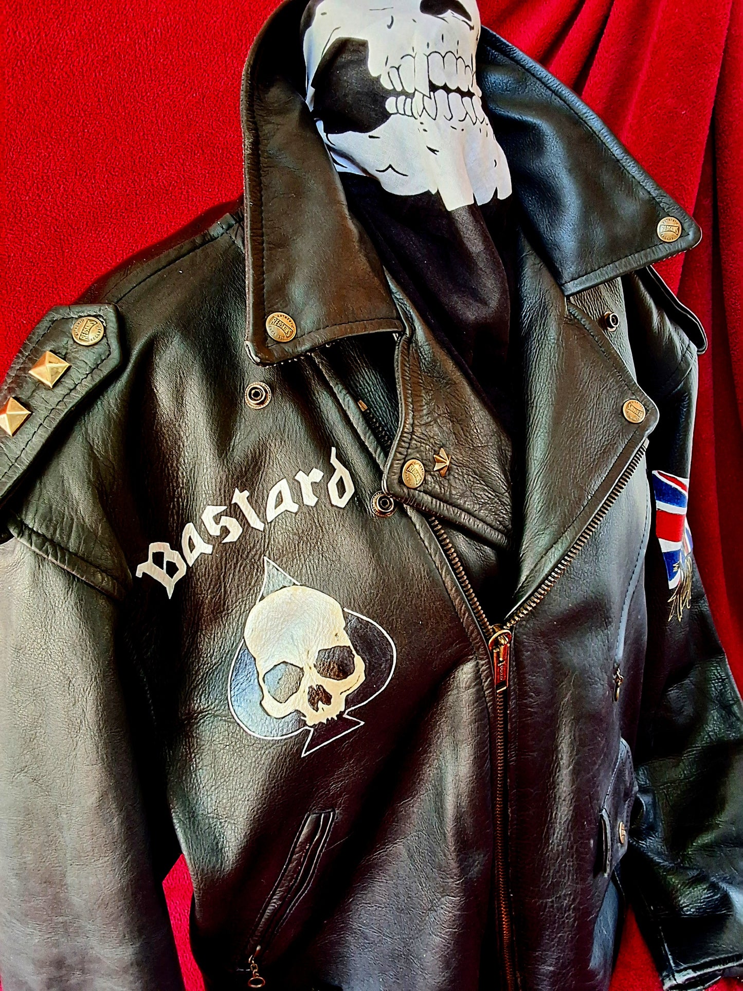 Vintage motorcycle jacket hand painted