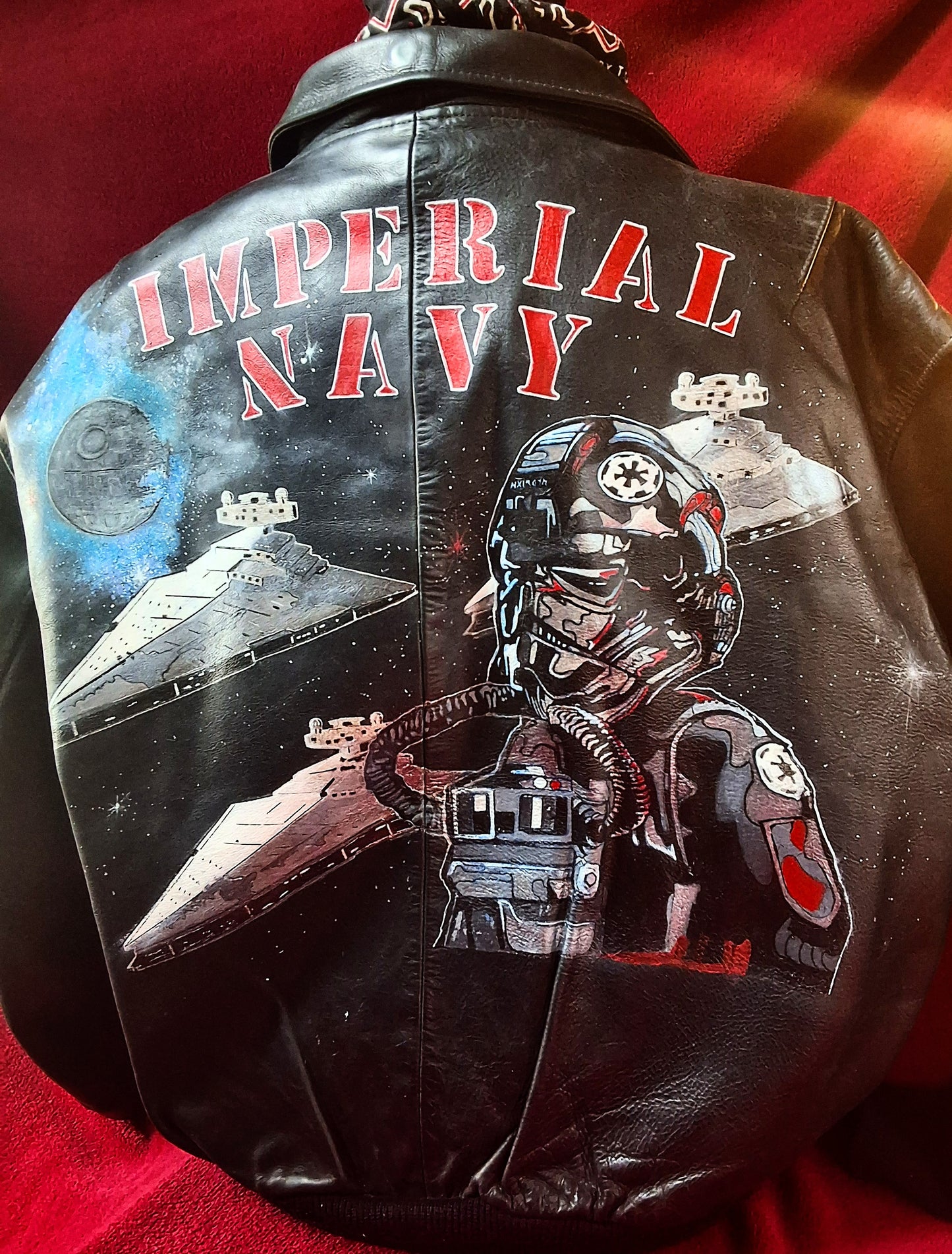 Vintage motorcycle jacket hand painted