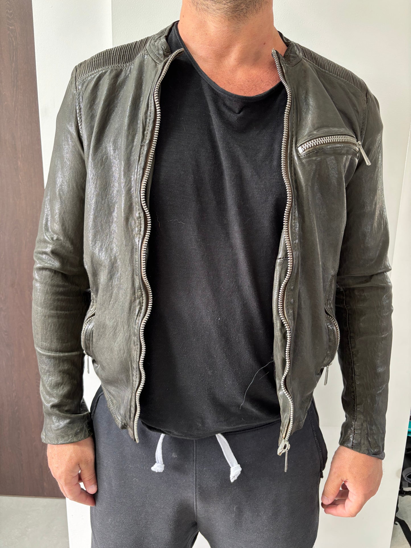 Blouson cuir Redskins Jan Cross Kaki