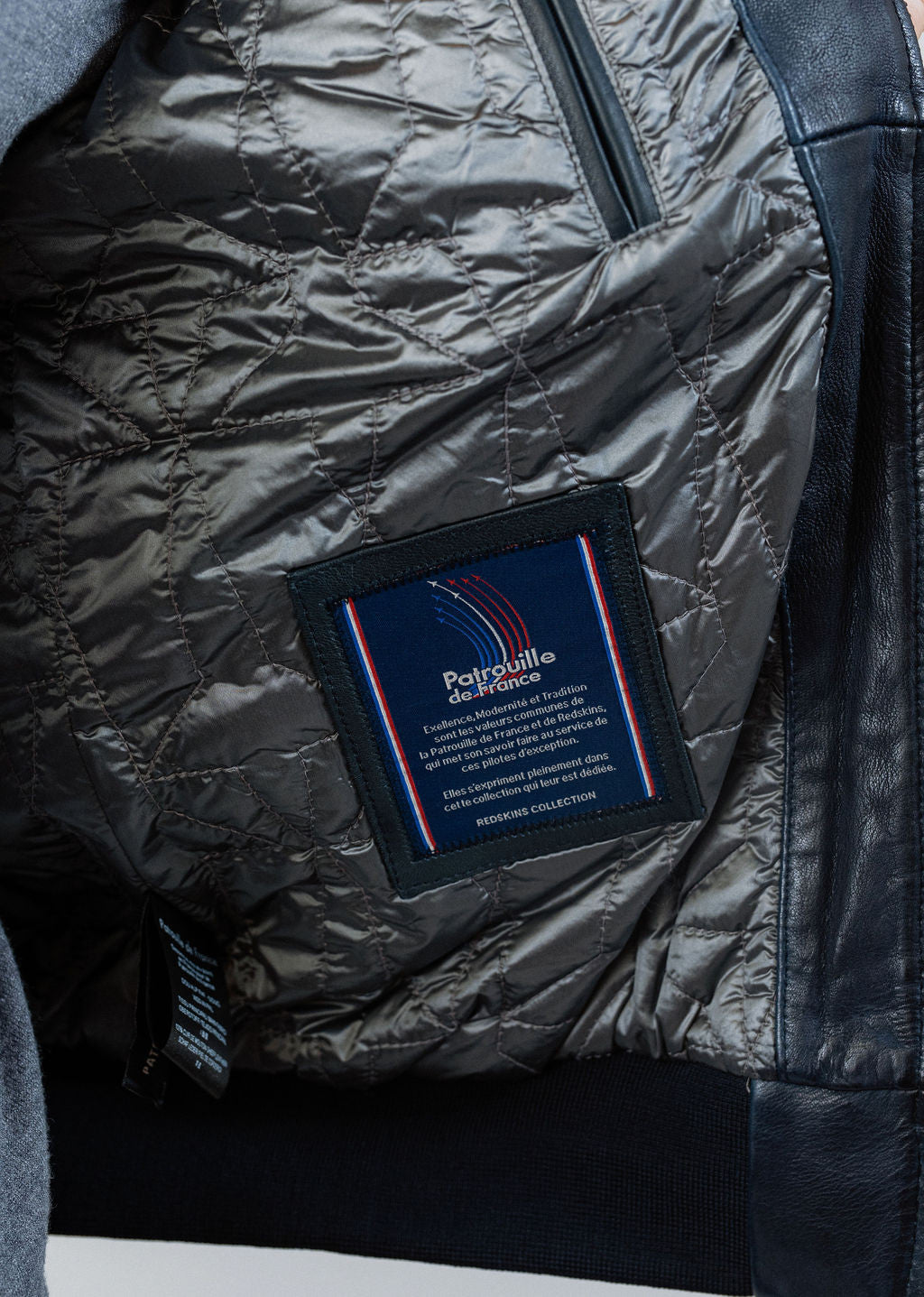 Blouson en cuir bleu marine DOUGLAS ALPHA