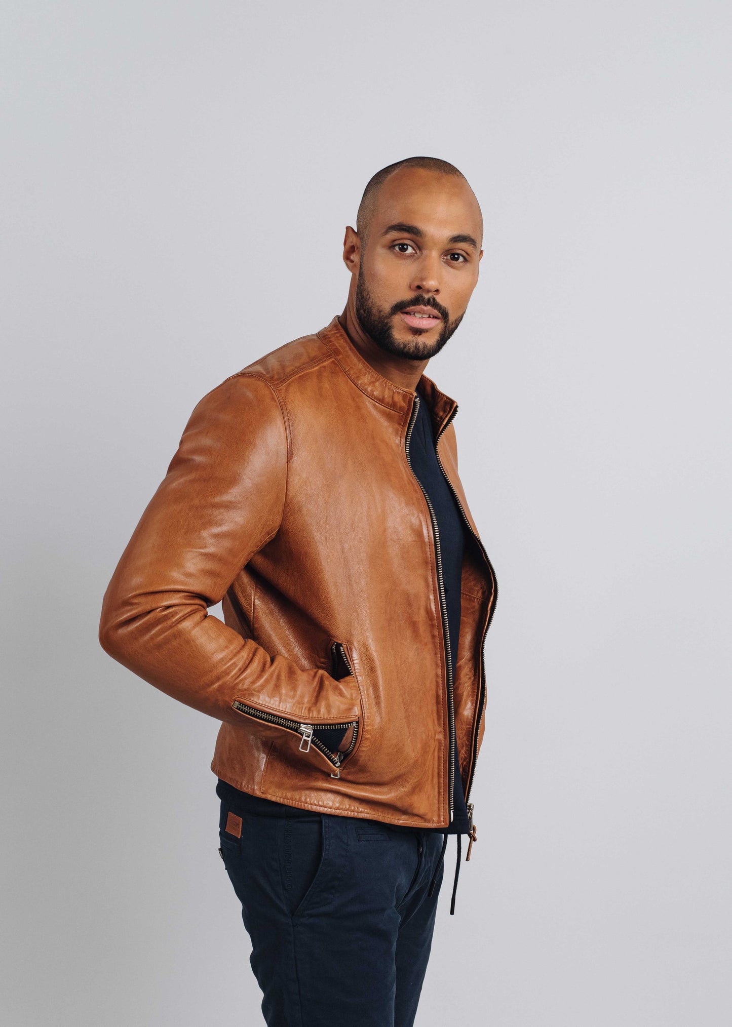 Blouson en cuir or FAISS GREEN