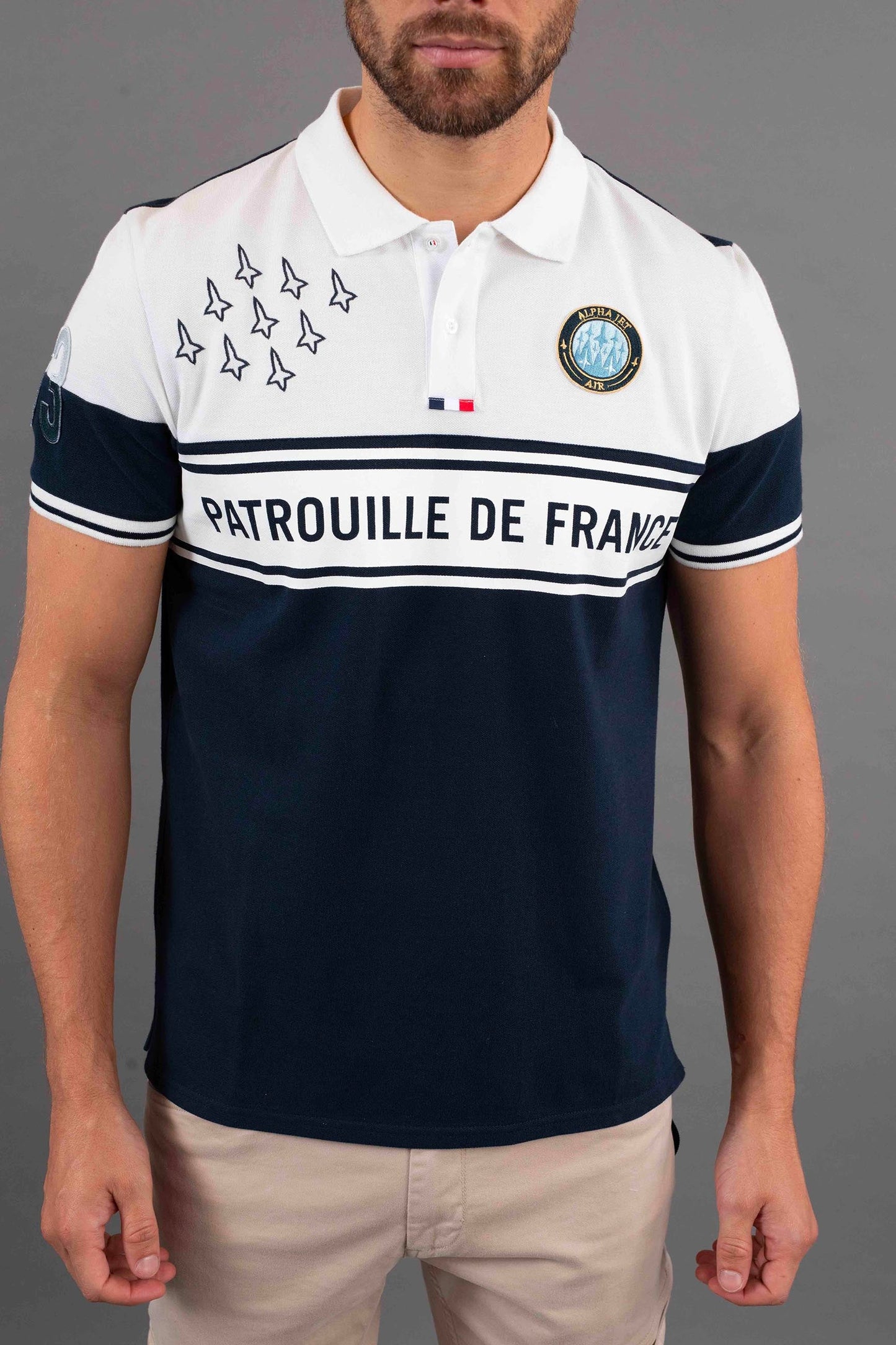 Polo marine / blanc MIKE LINE