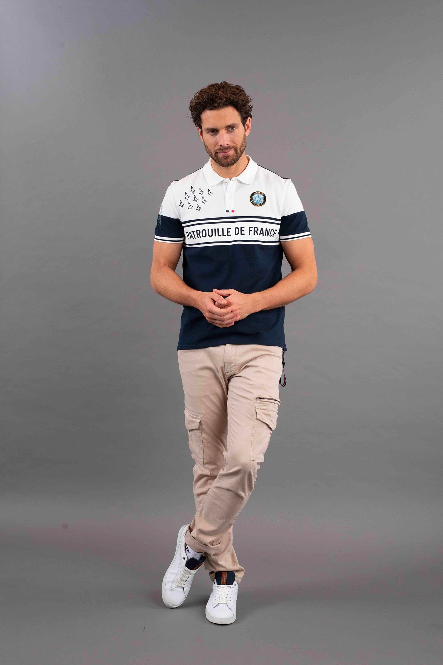 Polo marine / blanc MIKE LINE