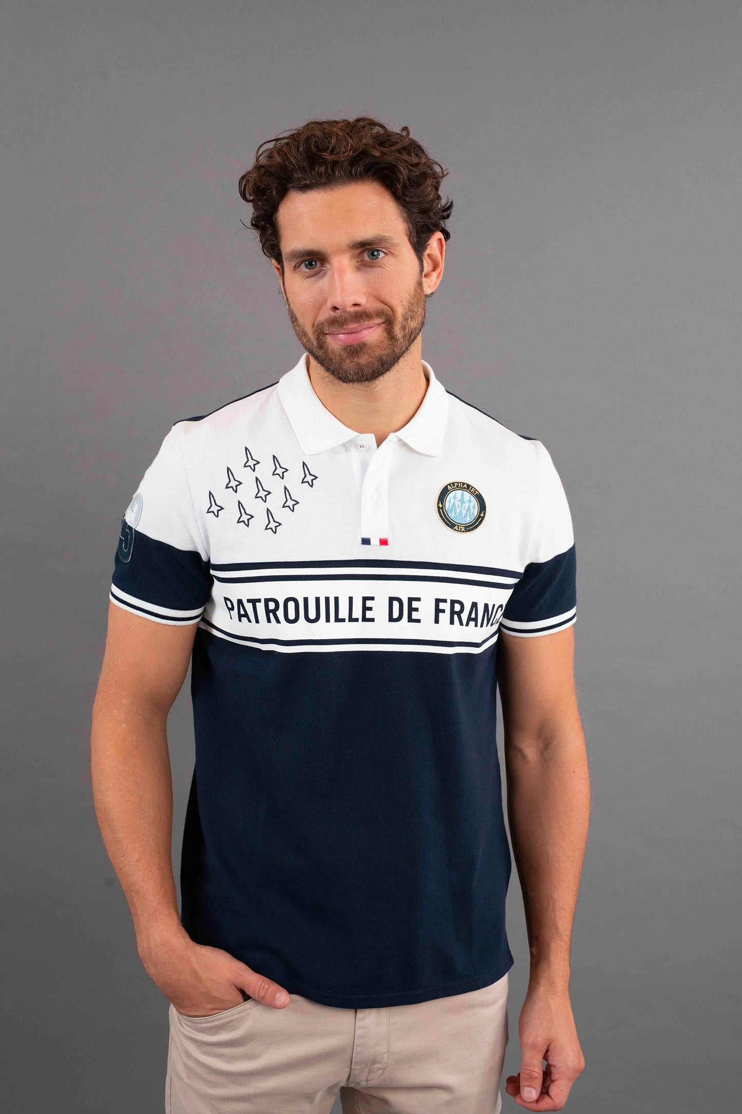 Polo marine / blanc MIKE LINE