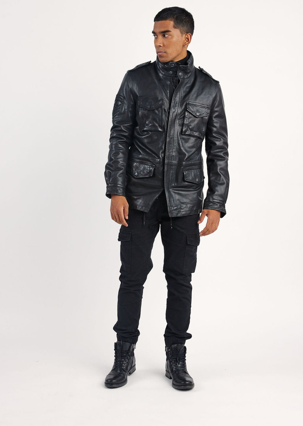 Veste en cuir noire AXE SOHO