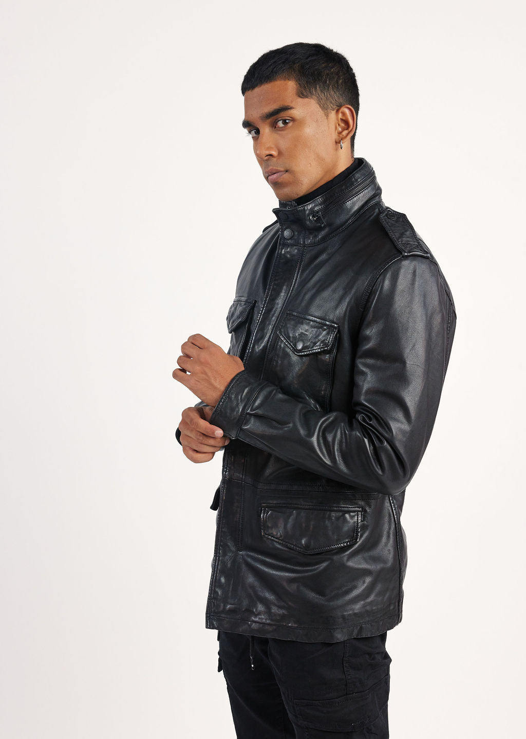 Veste en cuir noire AXE SOHO