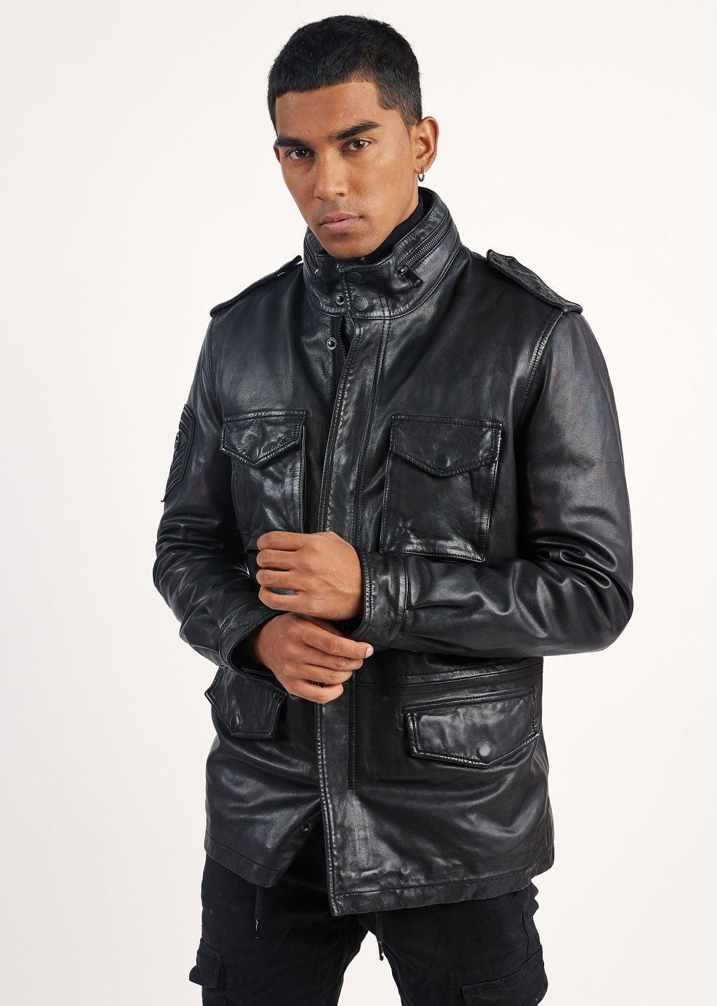 Veste en cuir noire AXE SOHO