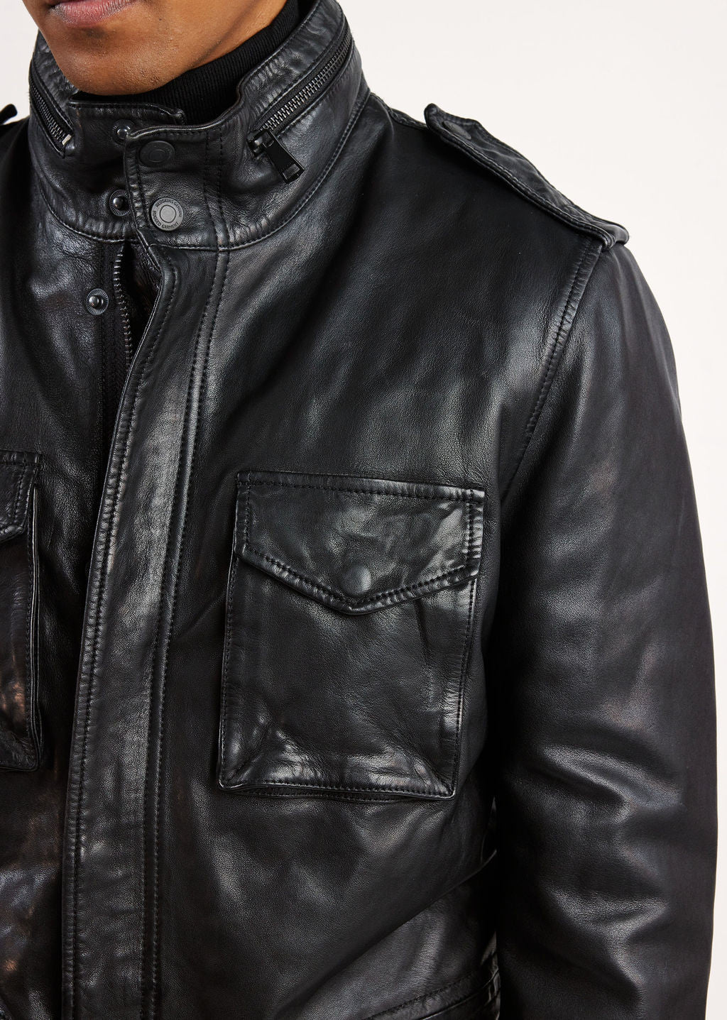 Veste en cuir noire AXE SOHO
