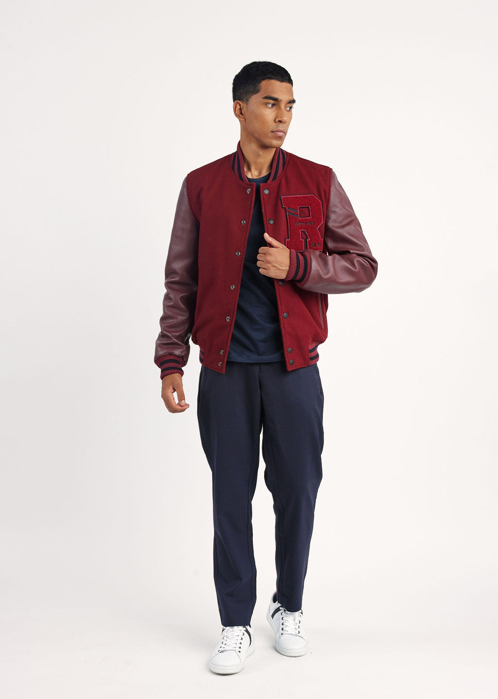 Blouson en cuir bourgogne OXFORD HATCH