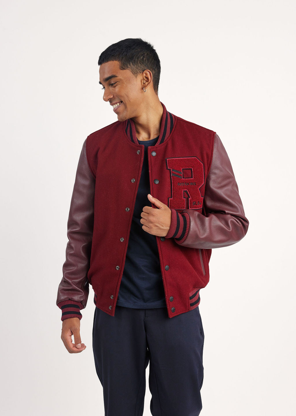 Blouson en cuir bourgogne OXFORD HATCH