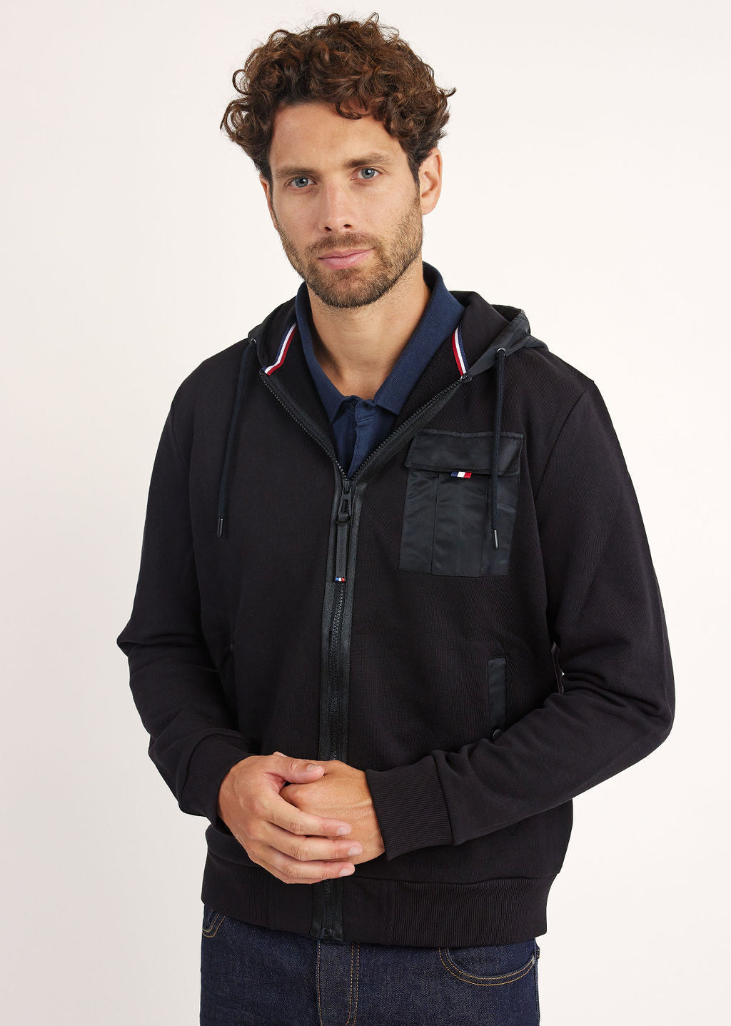 Sweatshirt zippé noir OFFICIER FRENCH
