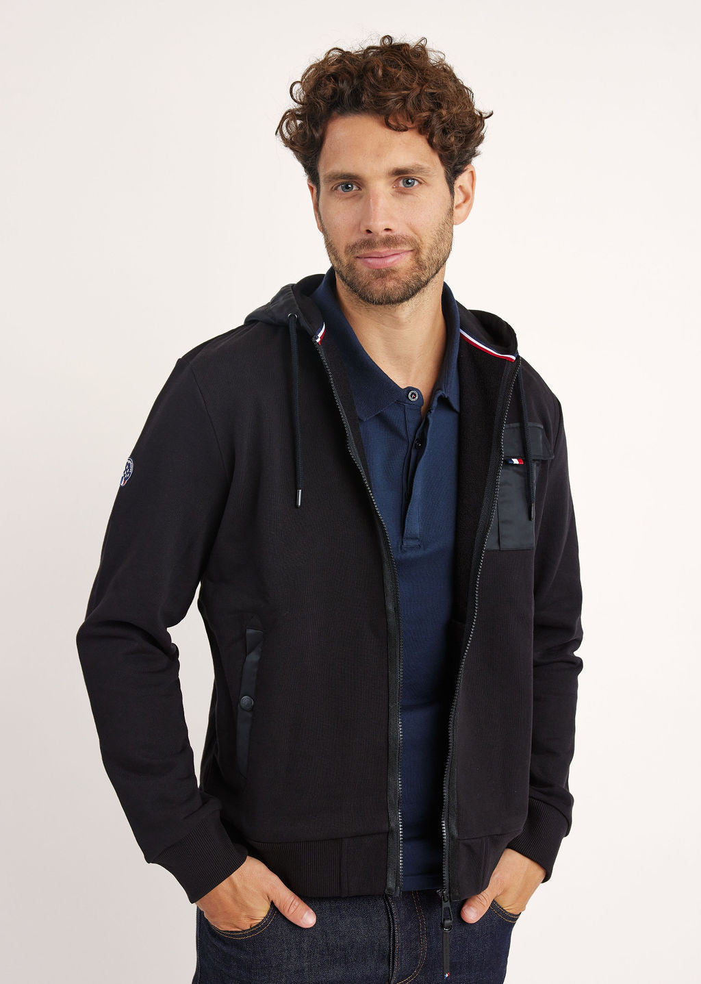 Sweatshirt zippé noir OFFICIER FRENCH