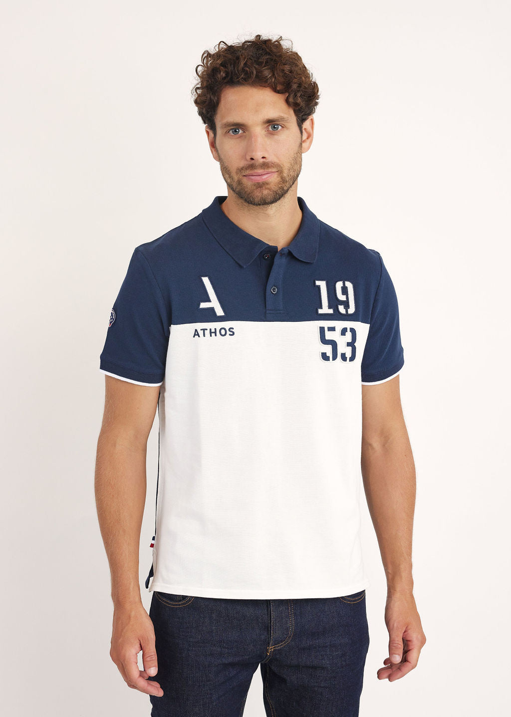 Polo marine / blanc TURBO LINE