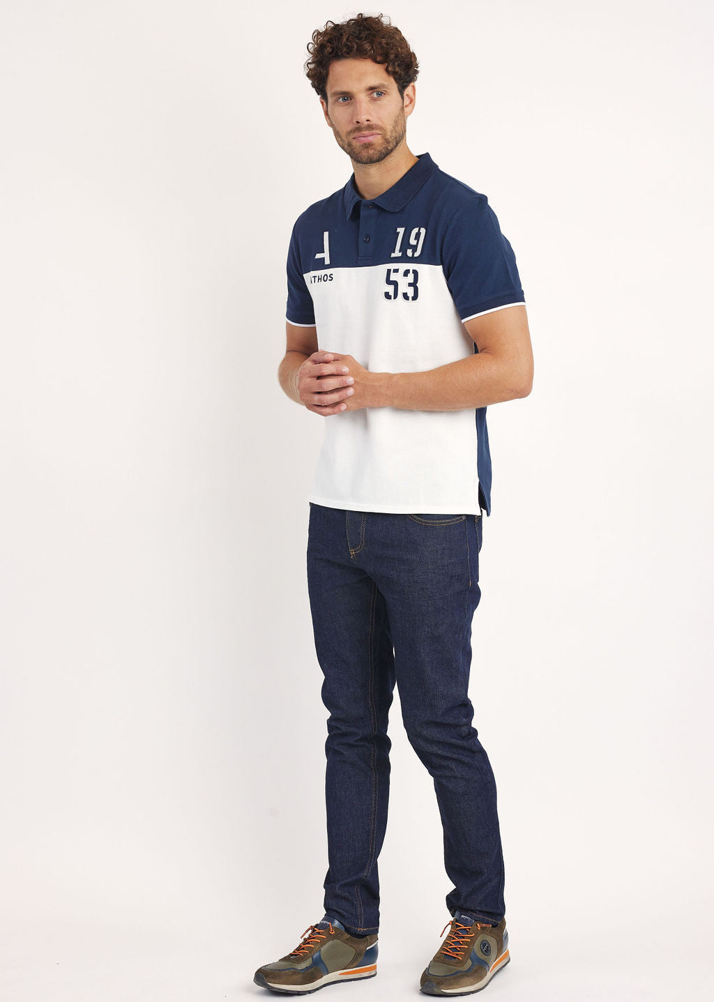 Polo marine / blanc TURBO LINE