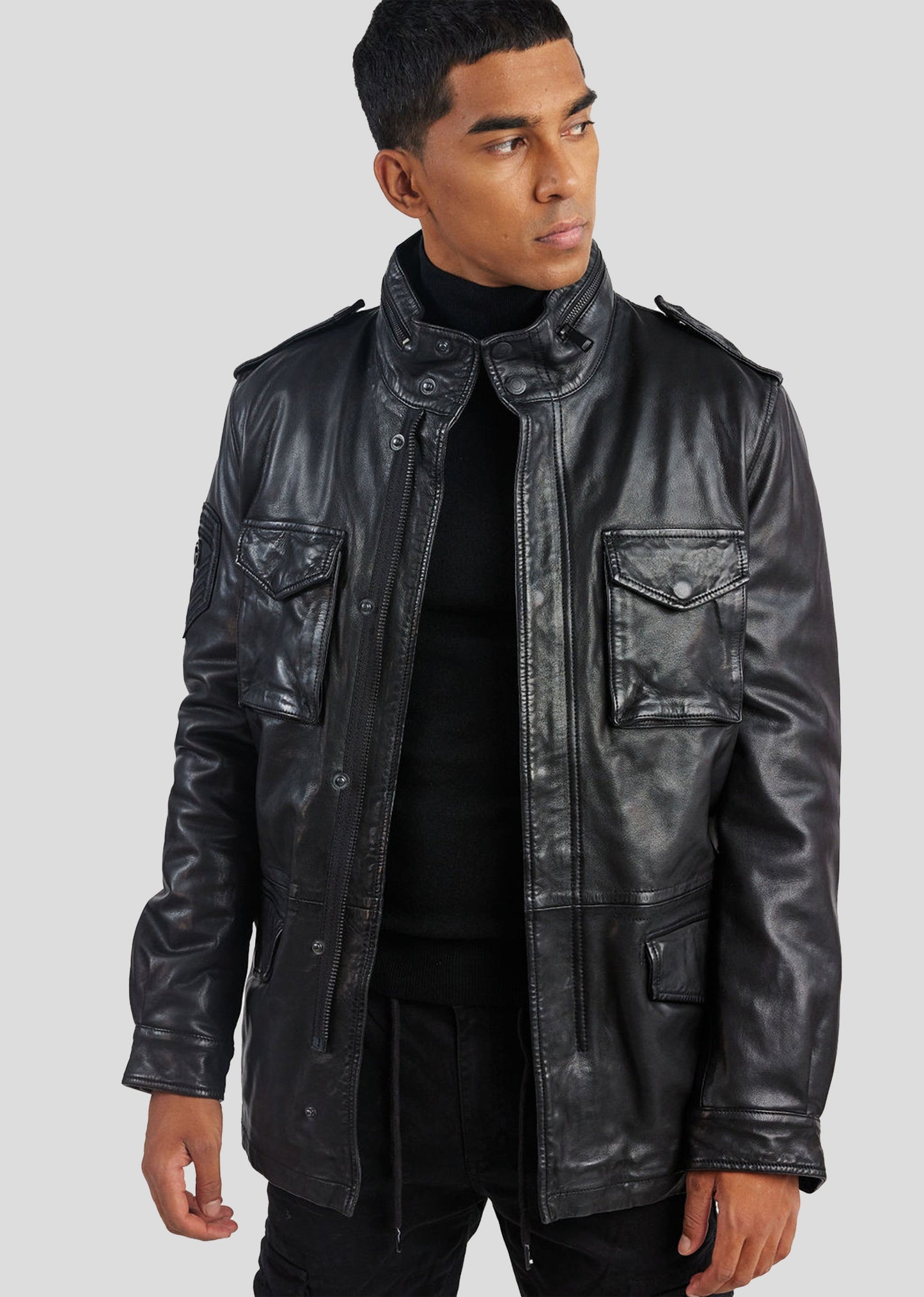 Veste en cuir noire AXE SOHO