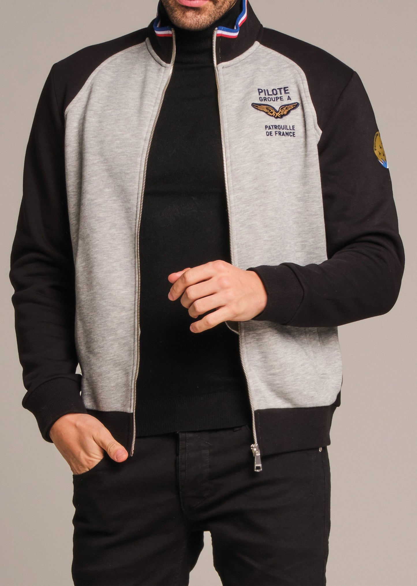 Sweatshirt zippé en molleton gris ACTIVE POSTER