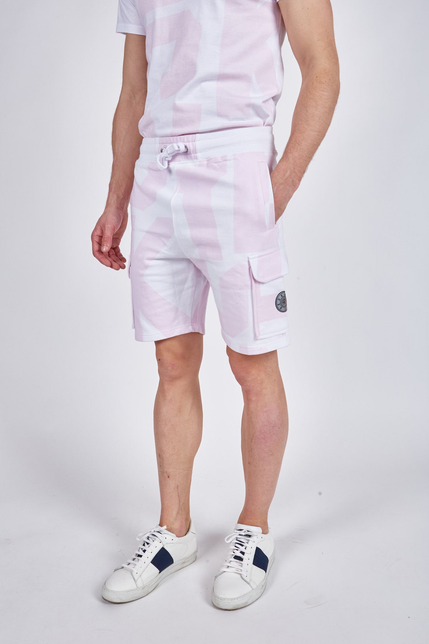 Jogging Short blanc / rose ancien HALY CHAMPION