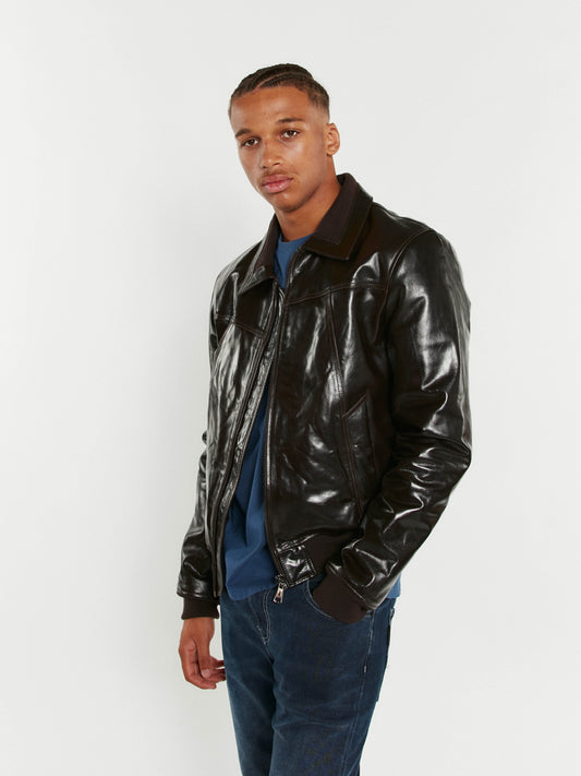 Blouson En Cuir marron RUBBETS STARDUST
