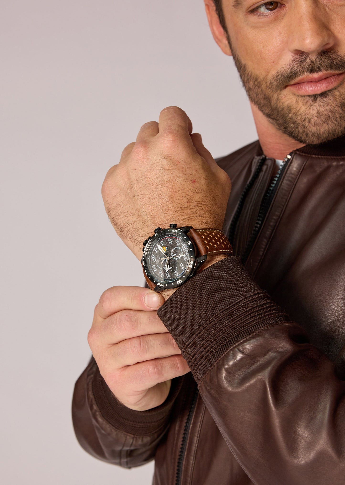 Veste en cuir marron MISSION PREMIUM
