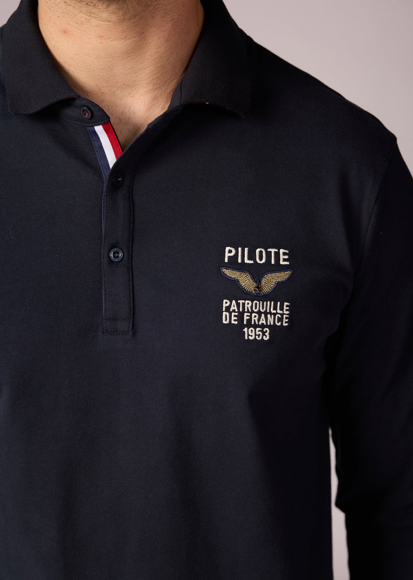 Polo manches longues bleu marine foncé ROCKET GARROS
