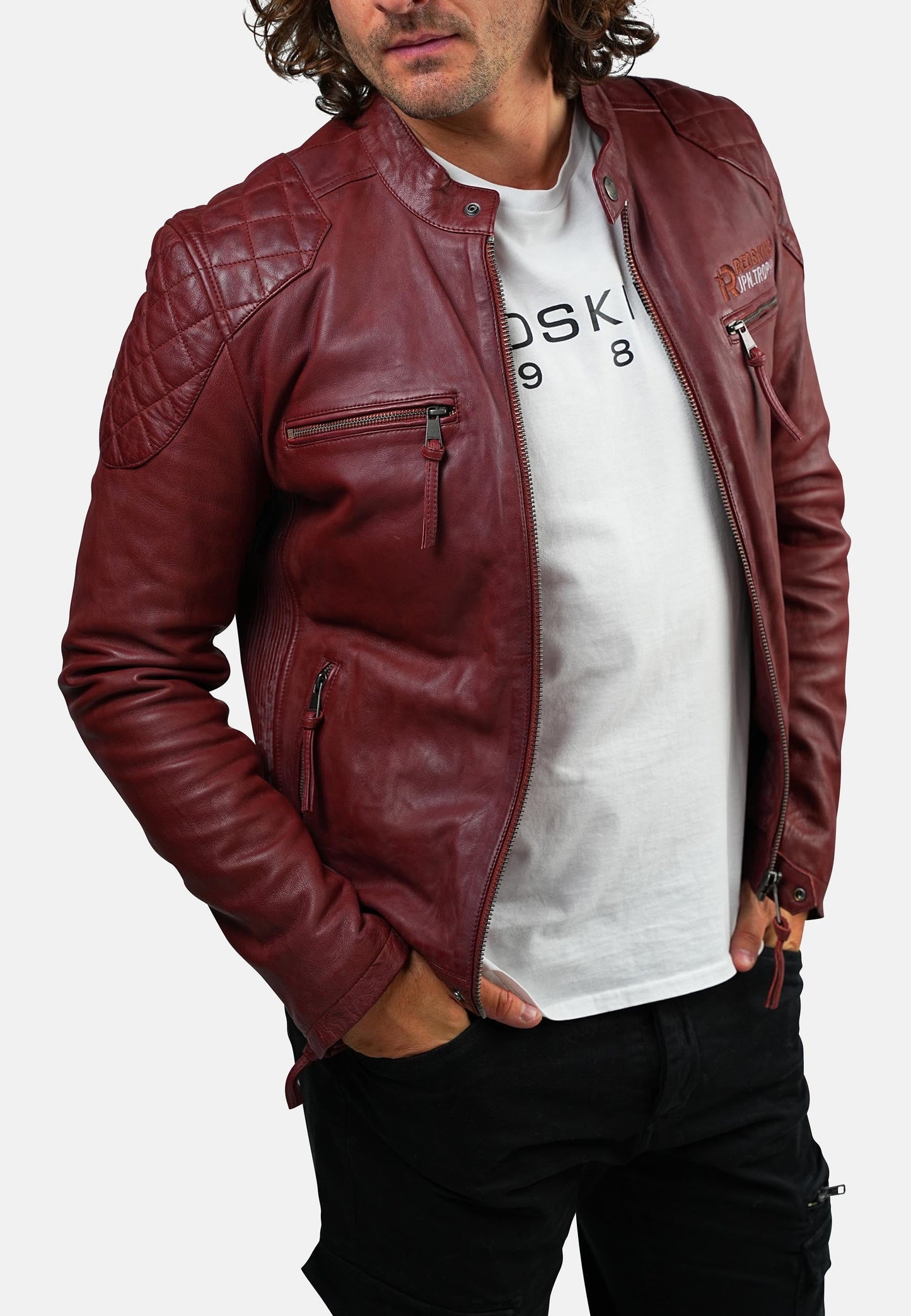 Blouson En Cuir rouge BULITT VEGAS