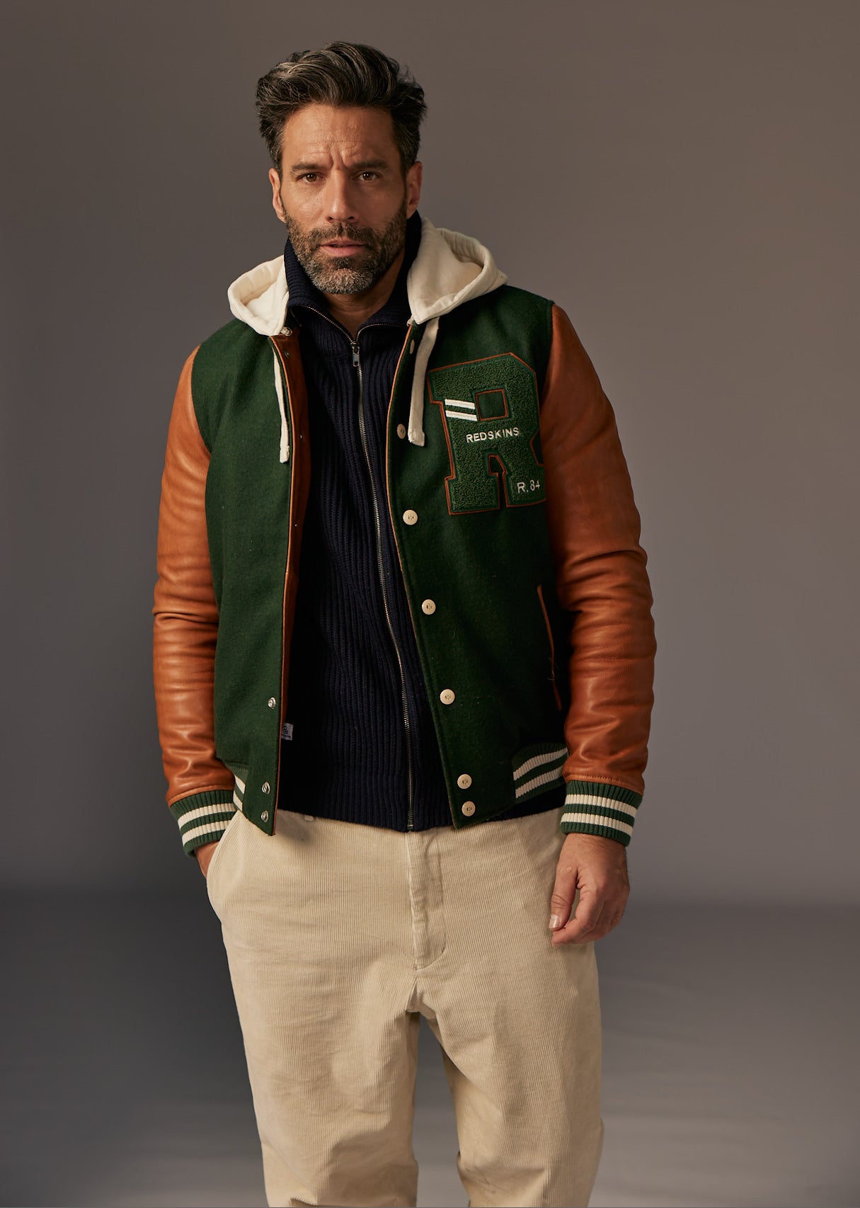 Blouson en cuir vert CAMBRIDGE SCHOOL
