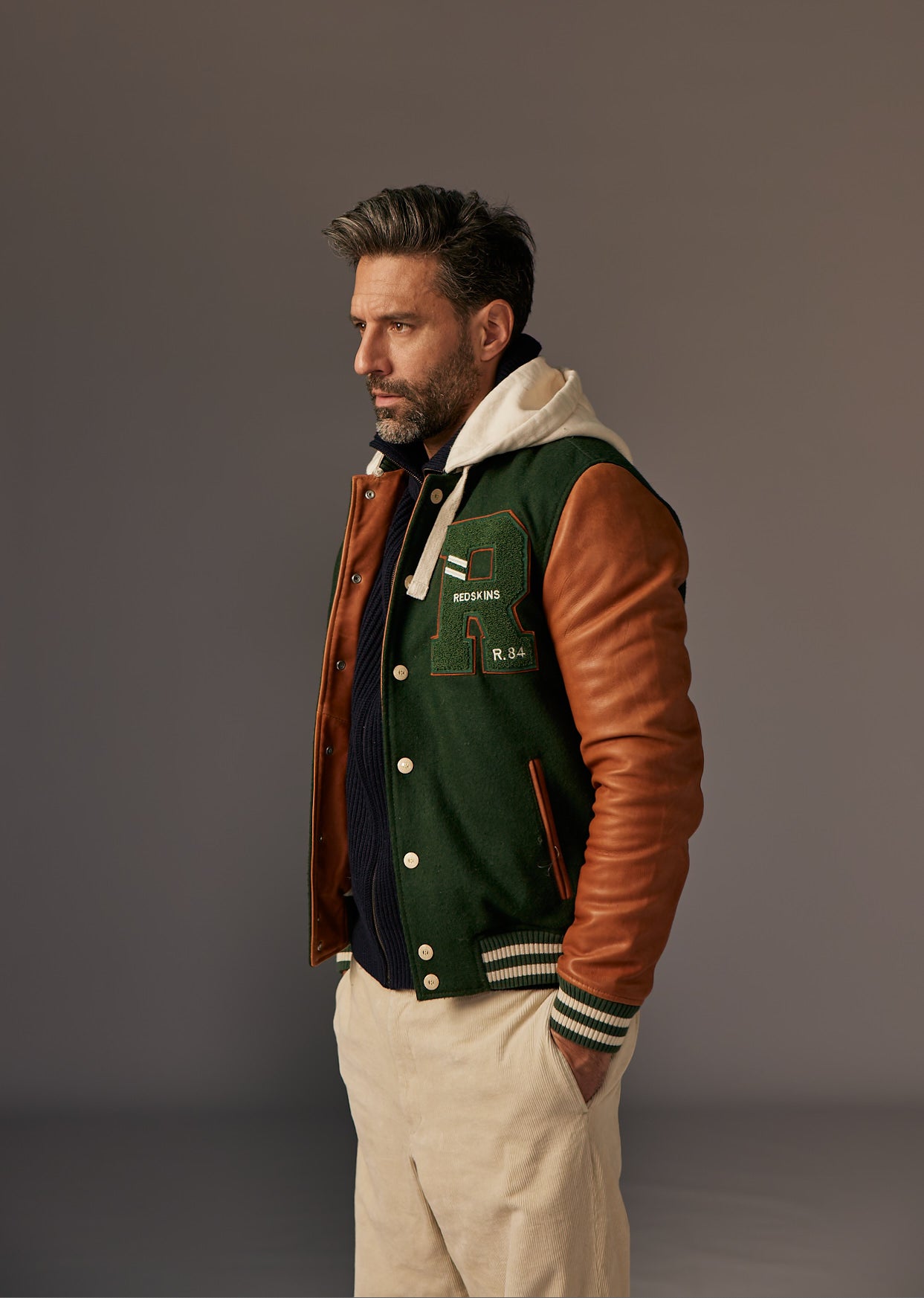 Blouson en cuir vert CAMBRIDGE SCHOOL