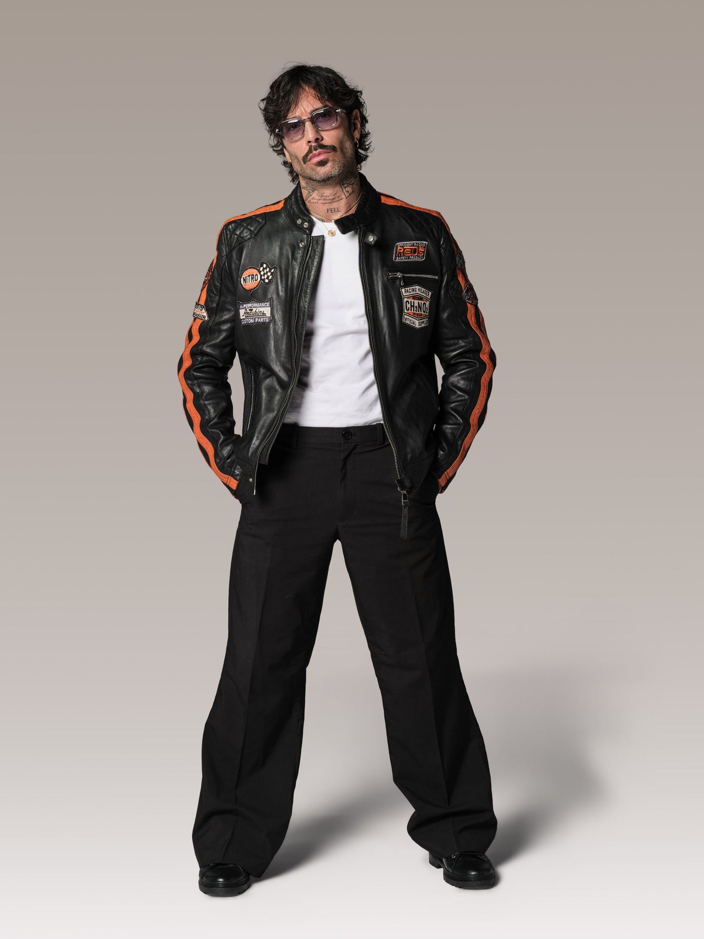 Blouson en cuir orange RIPPER CALISTA