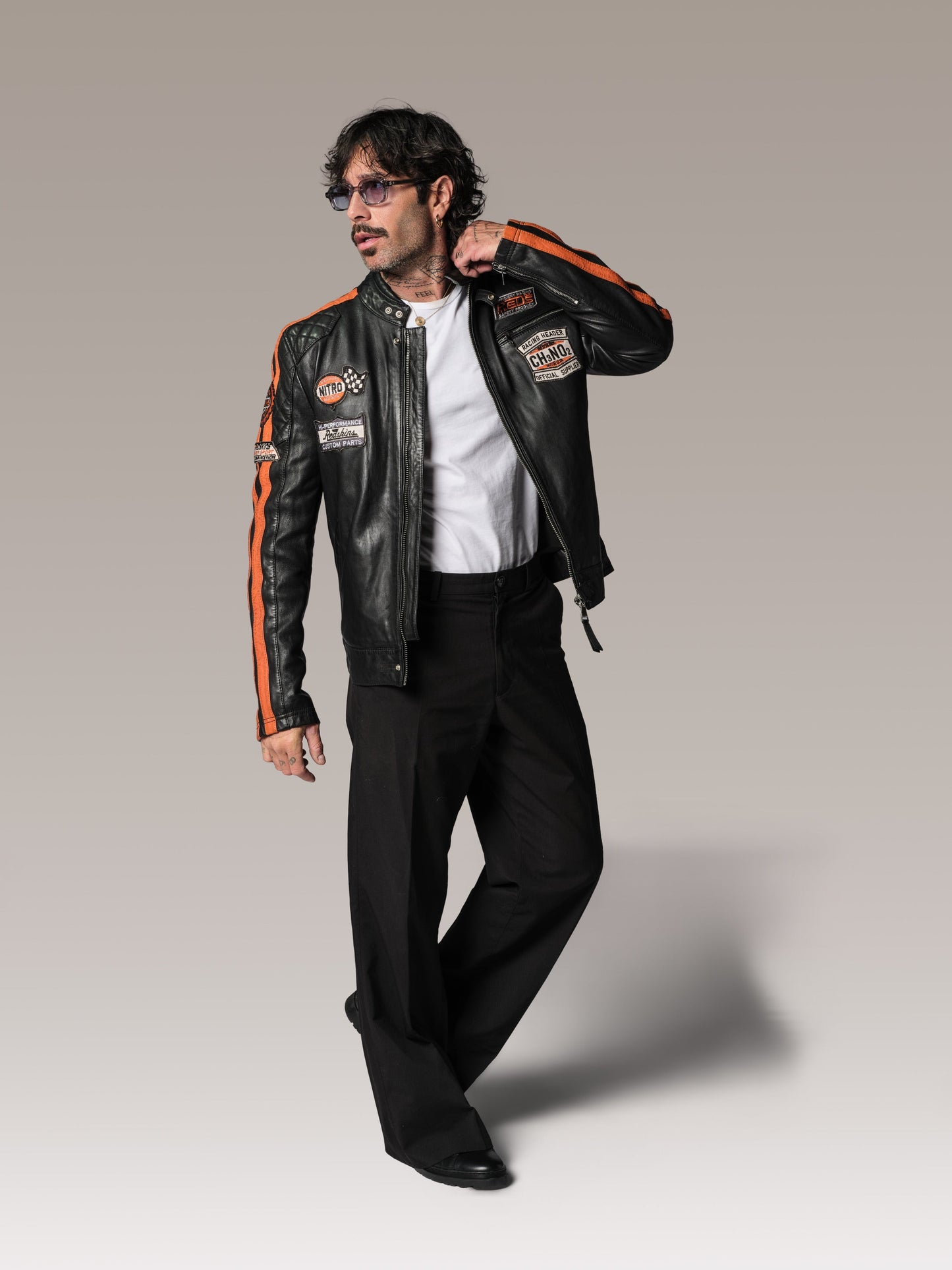 Blouson en cuir orange RIPPER CALISTA