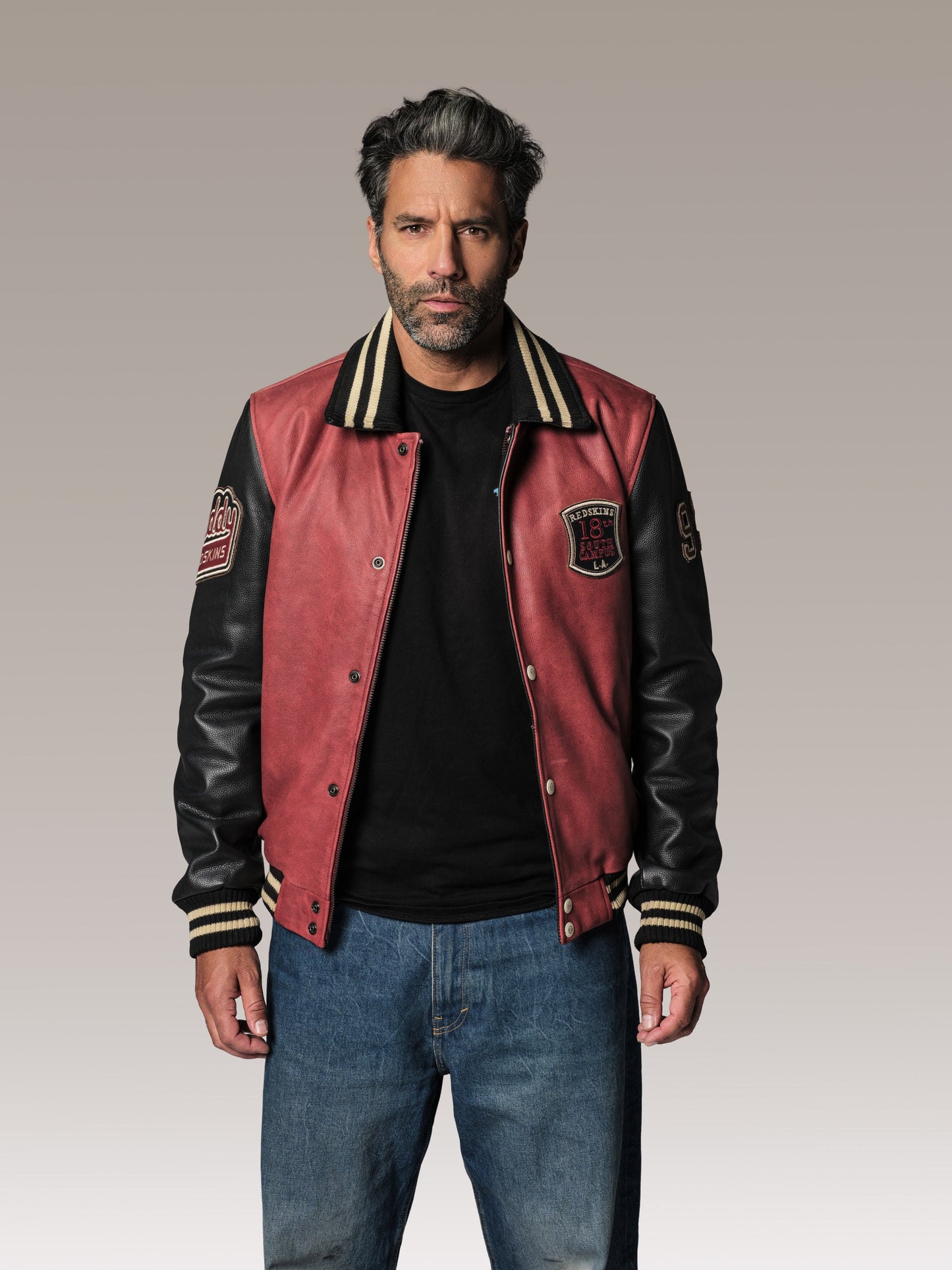 Blouson en cuir rouge SKATBOARD COHIBA