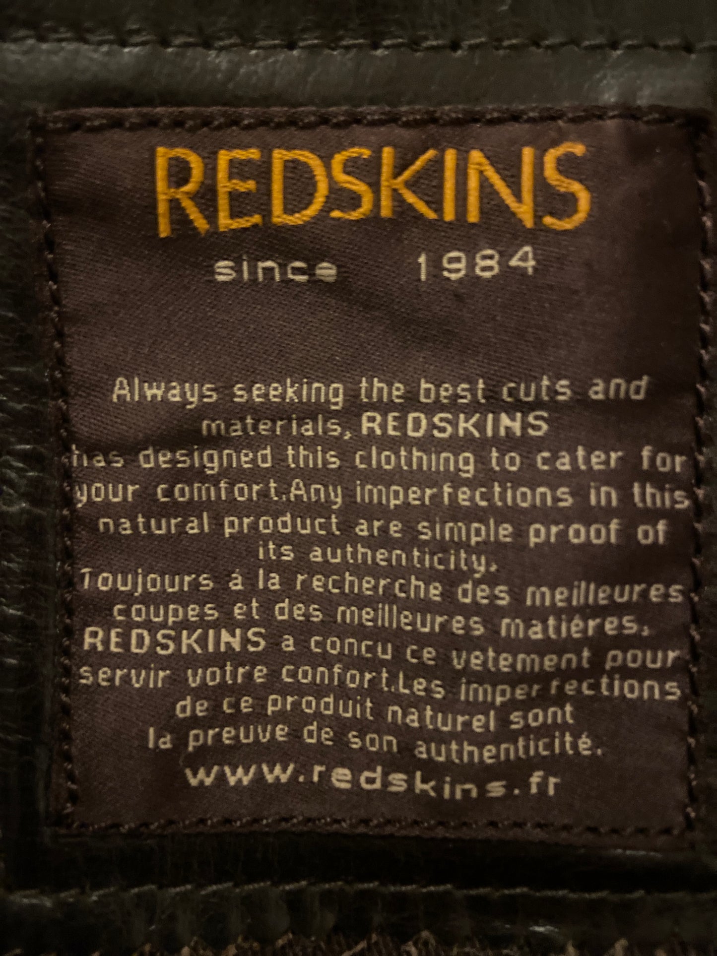 Blouson cuir RedSkins coupe aviateur Authentique