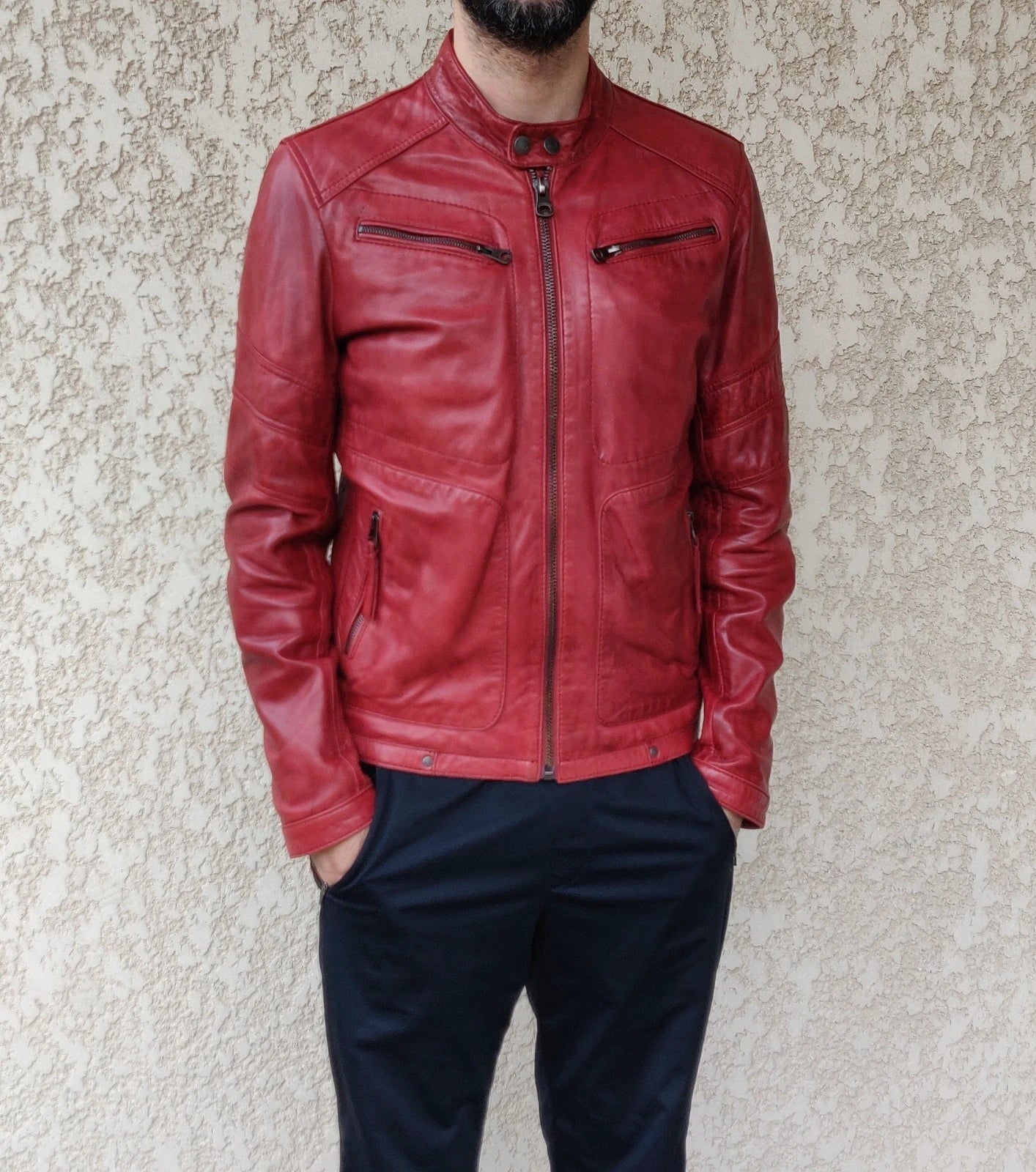 Blouson en cuir d'agneau Redskins Clayton Mojito
