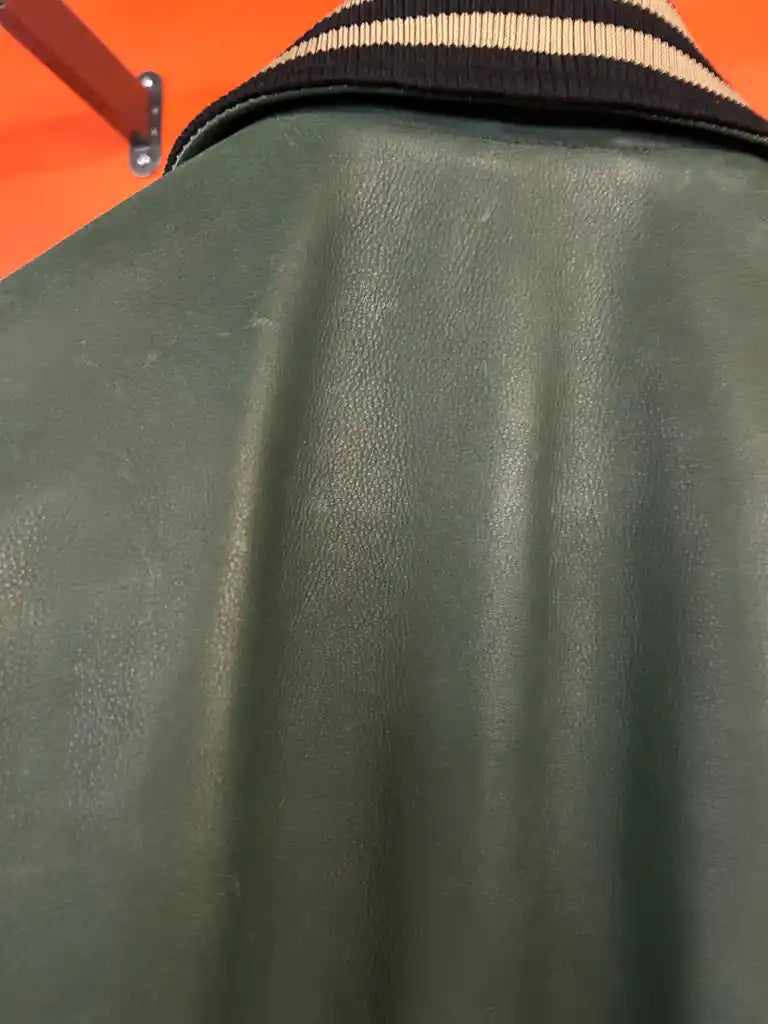 Blouson en cuir vert SKATBOARD COHIBA
