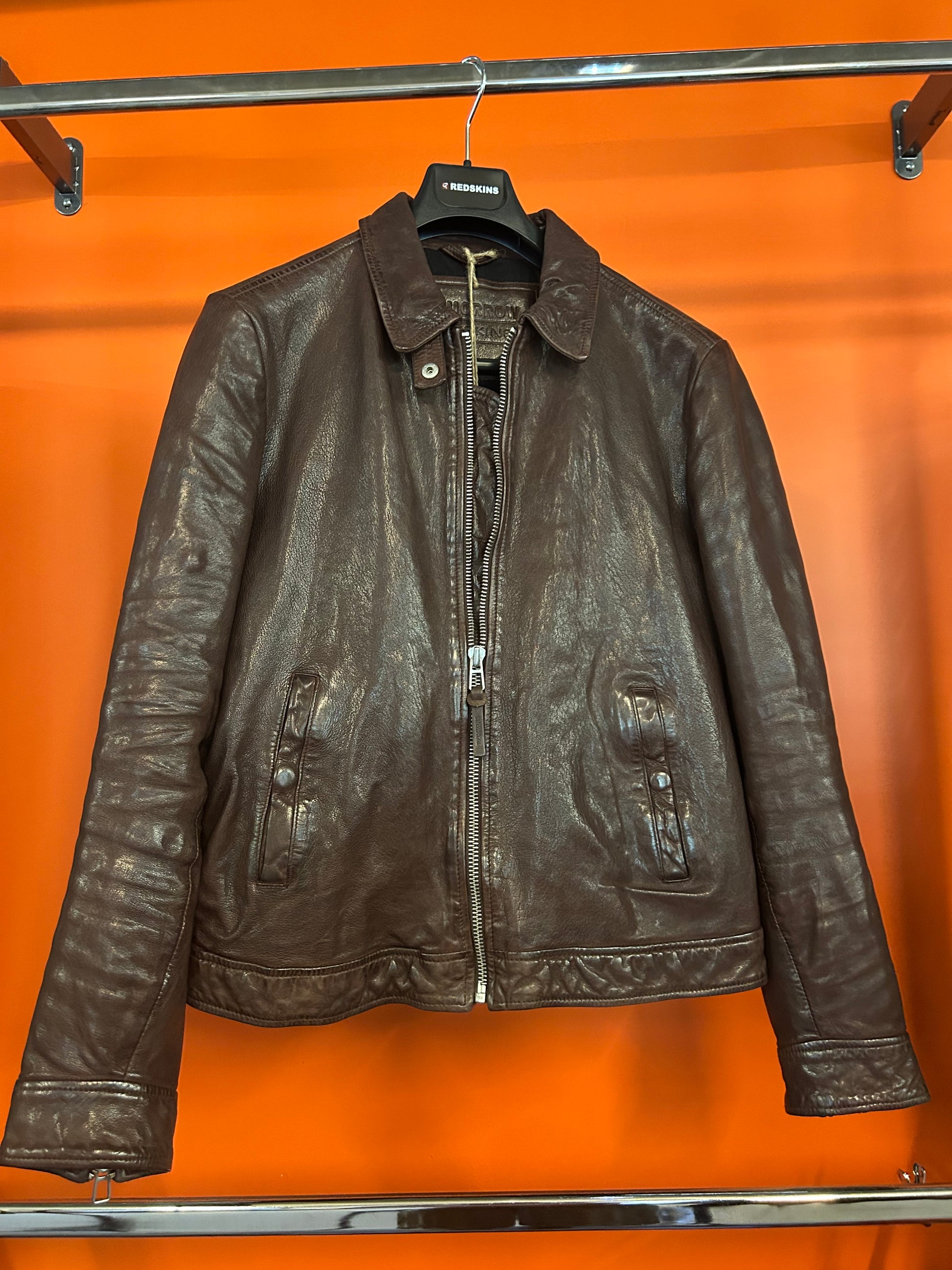 Blouson en cuir marron NORIS GREEN