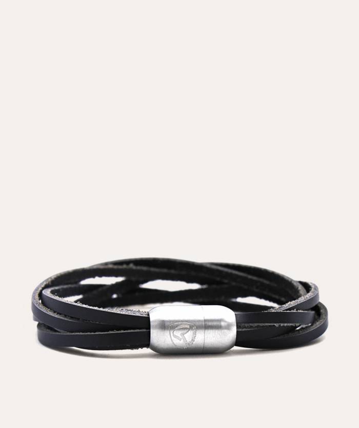 Bracelet en cuir tressé noir
