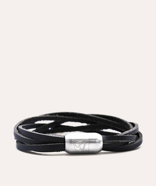 Bracelet en cuir tressé noir