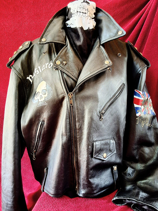 Vintage motorcycle jacket hand painted