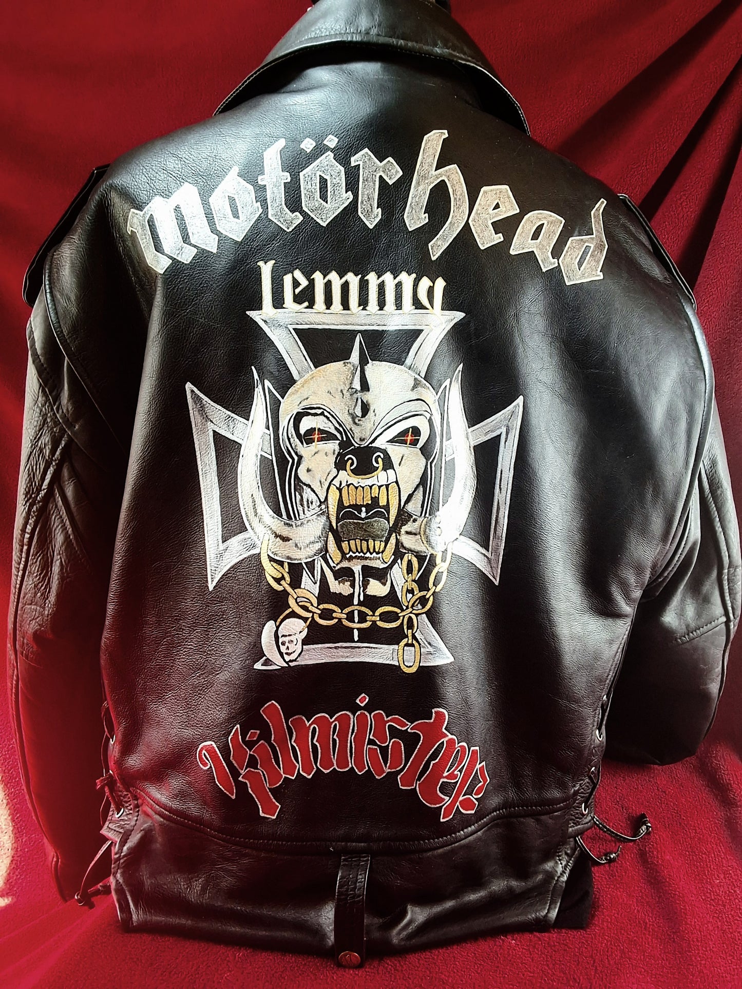 Vintage motorcycle jacket hand painted