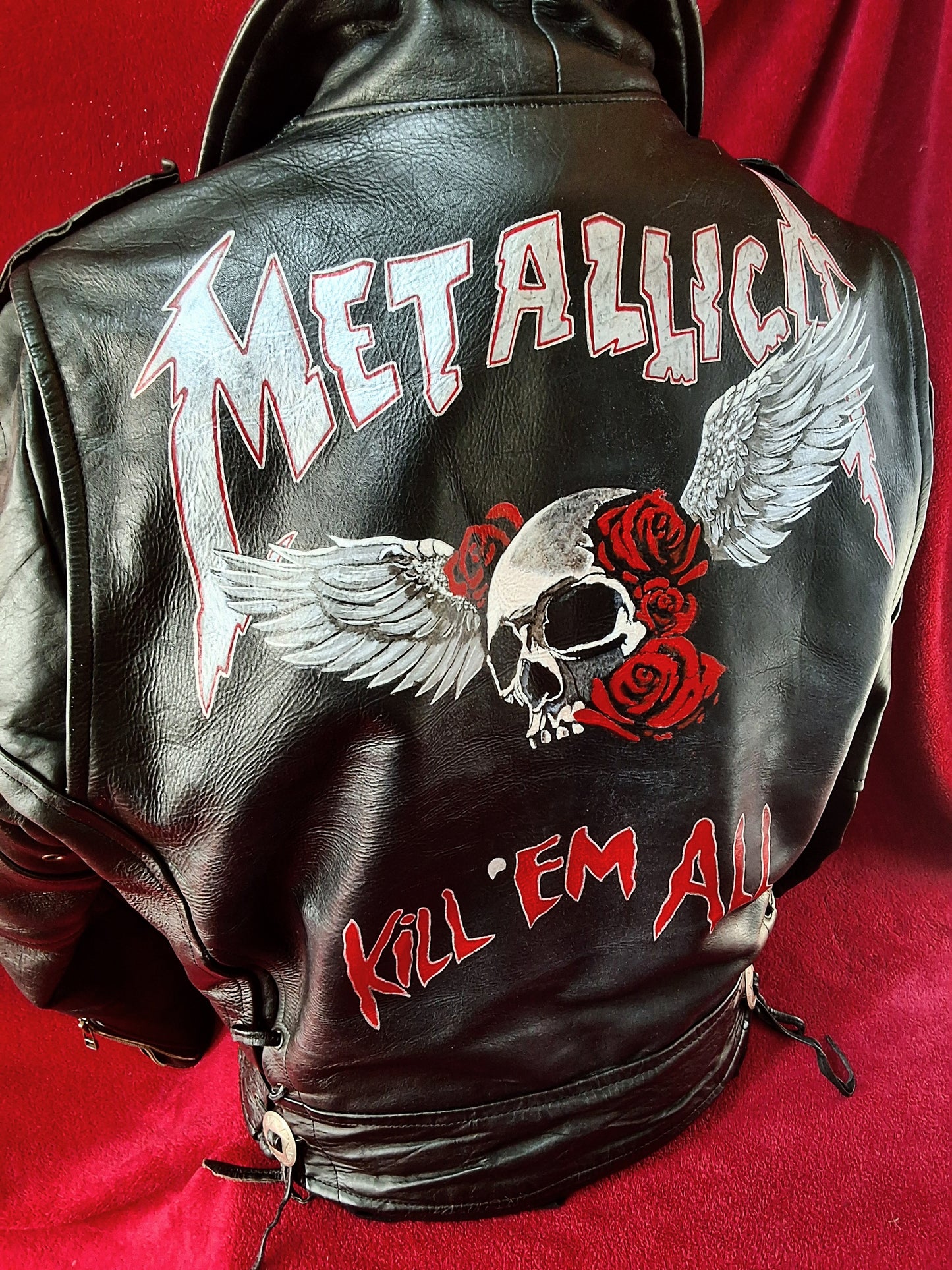 Vintage motorcycle jacket hand painted