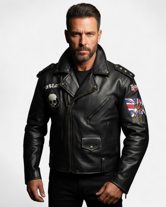 Vintage motorcycle jacket hand painted