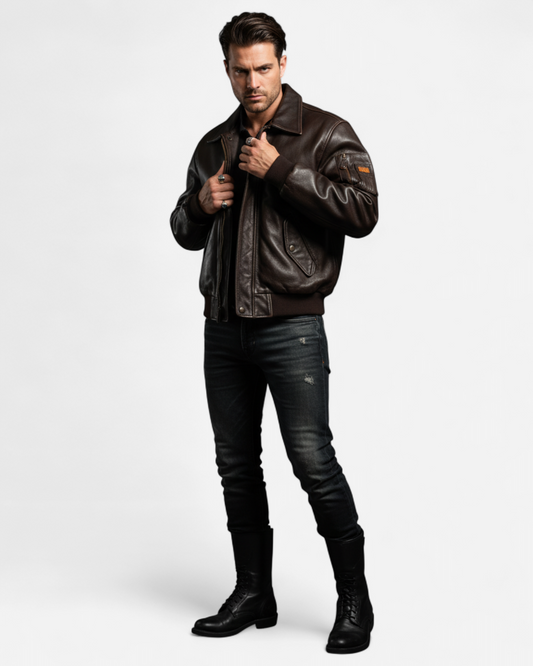 Redskins Territoire Vintage Leather Bomber Jacket