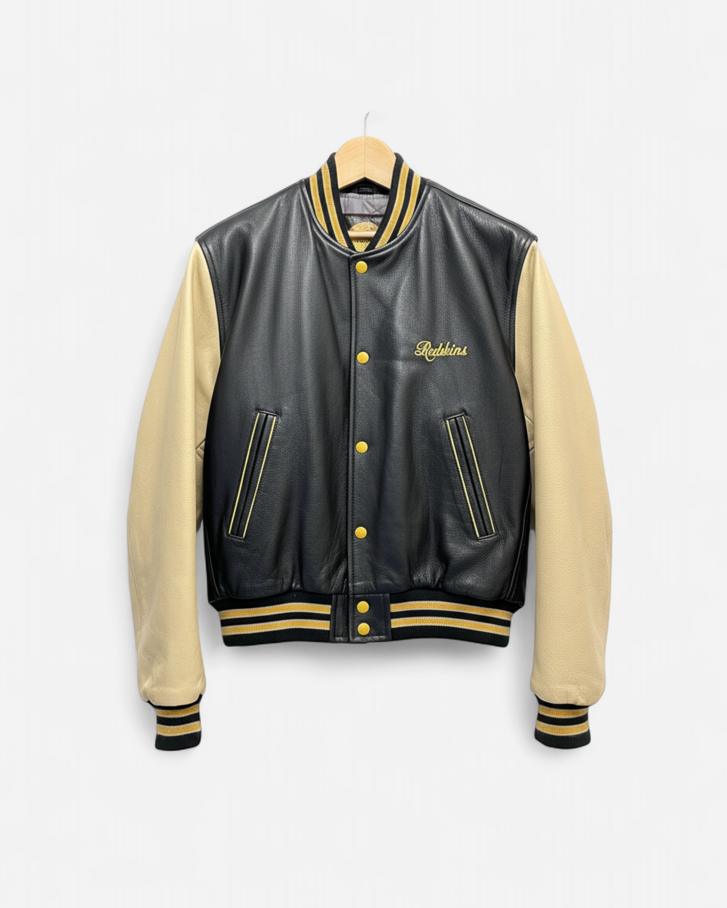 Blouson garment en cuir jaune noir