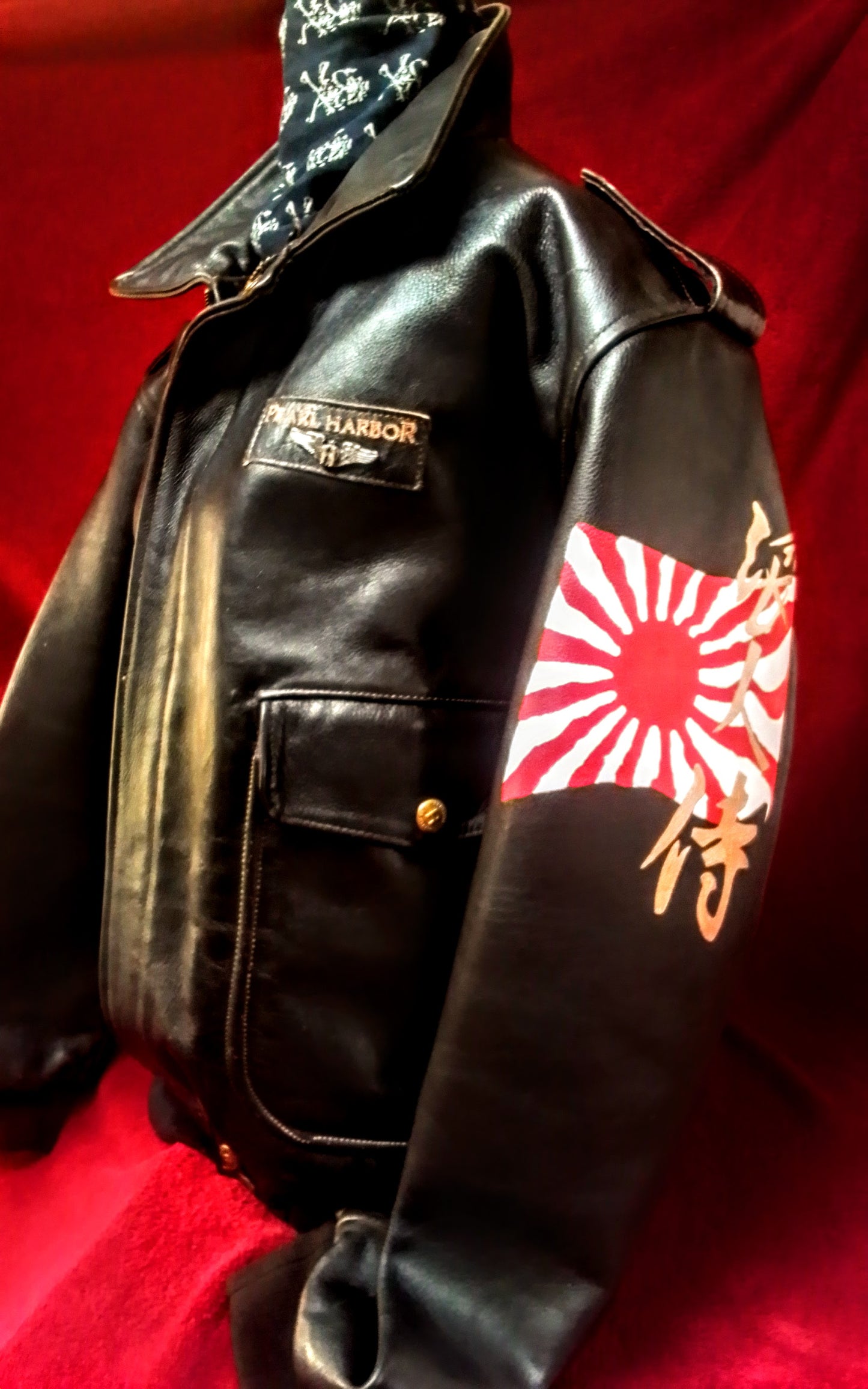 Vintage motorcycle jacket hand painted