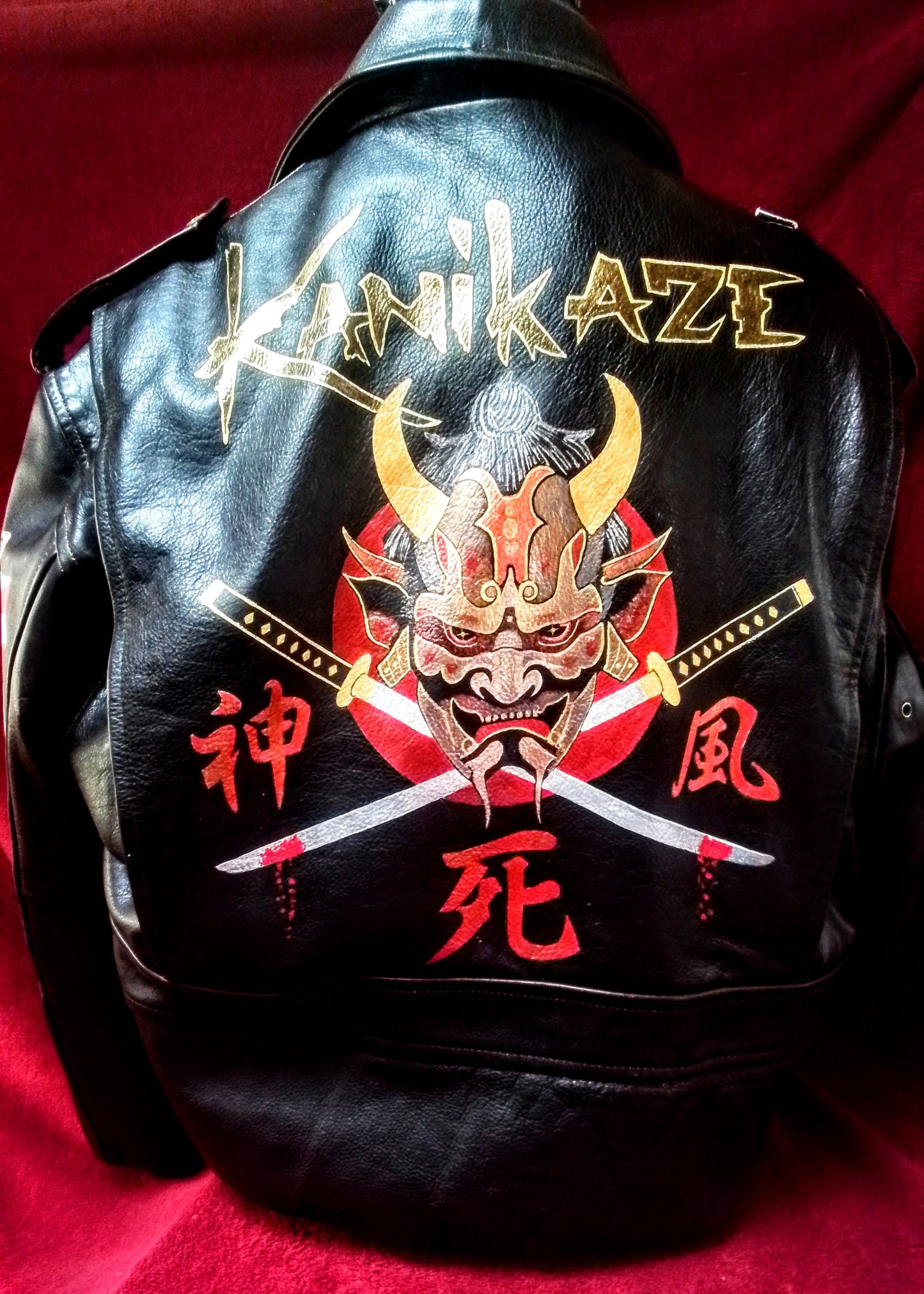 Vintage motorcycle jacket hand painted