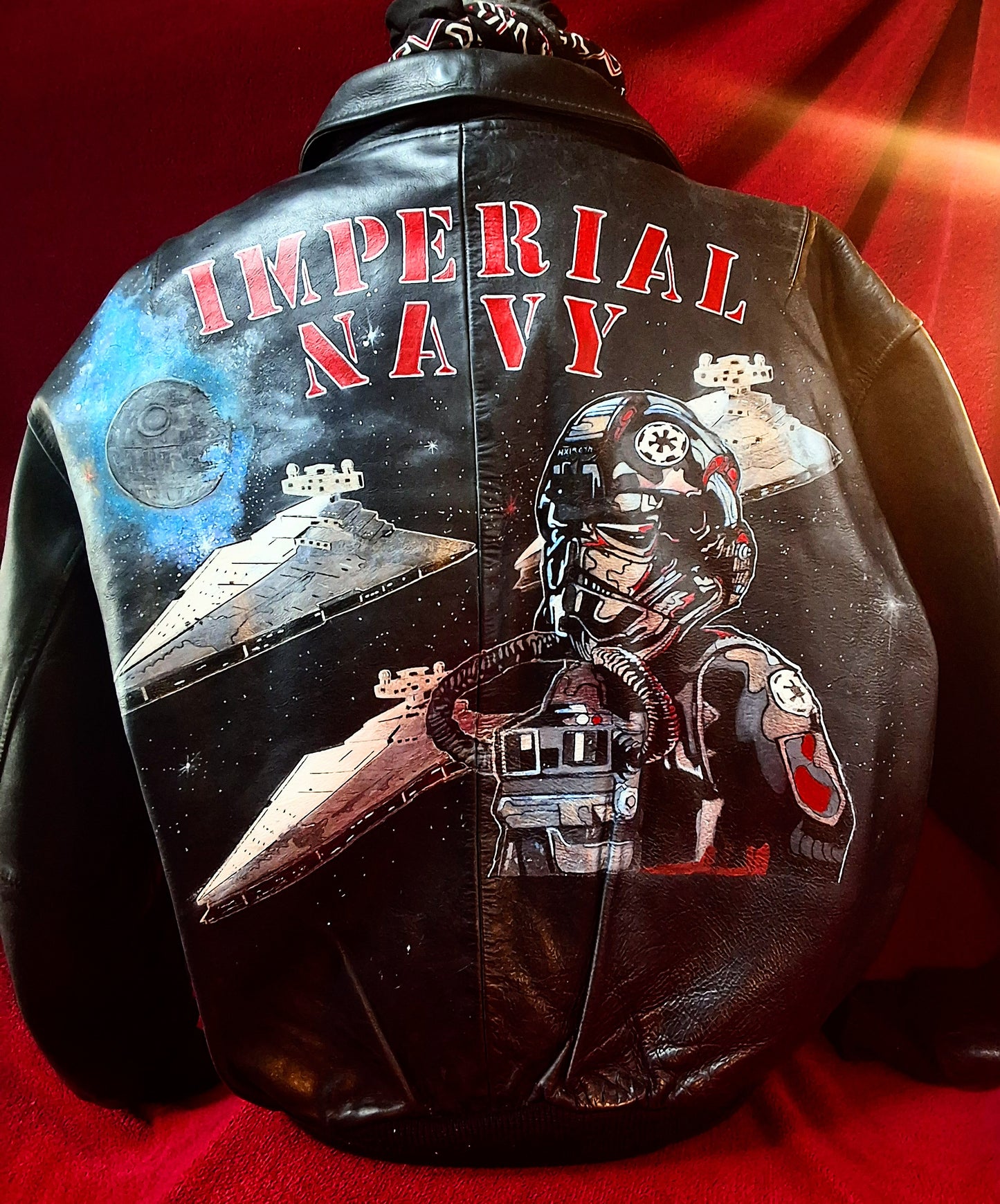 Vintage motorcycle jacket hand painted