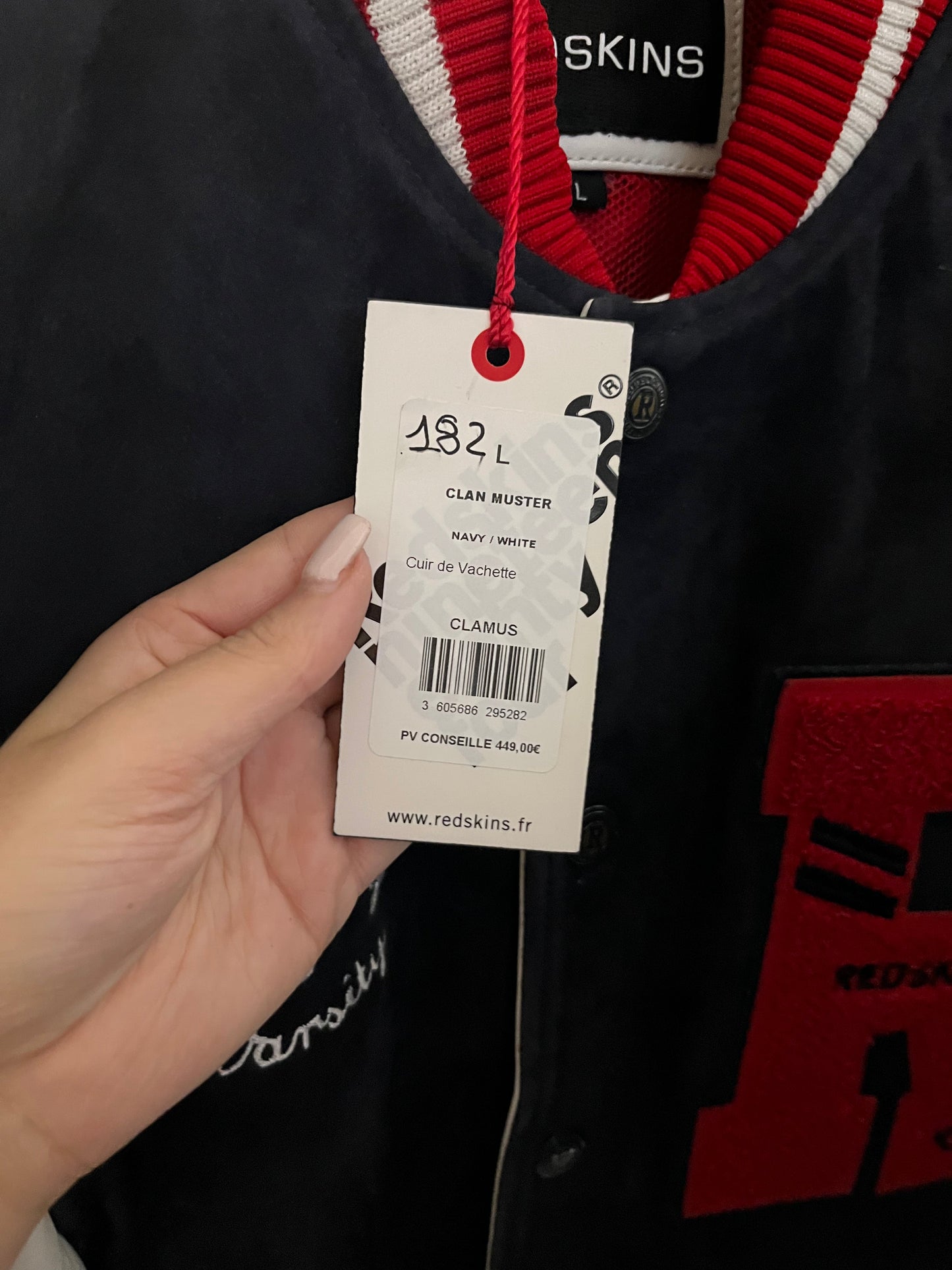 Blouson en cuir marine / blanc CLAN MUSTER