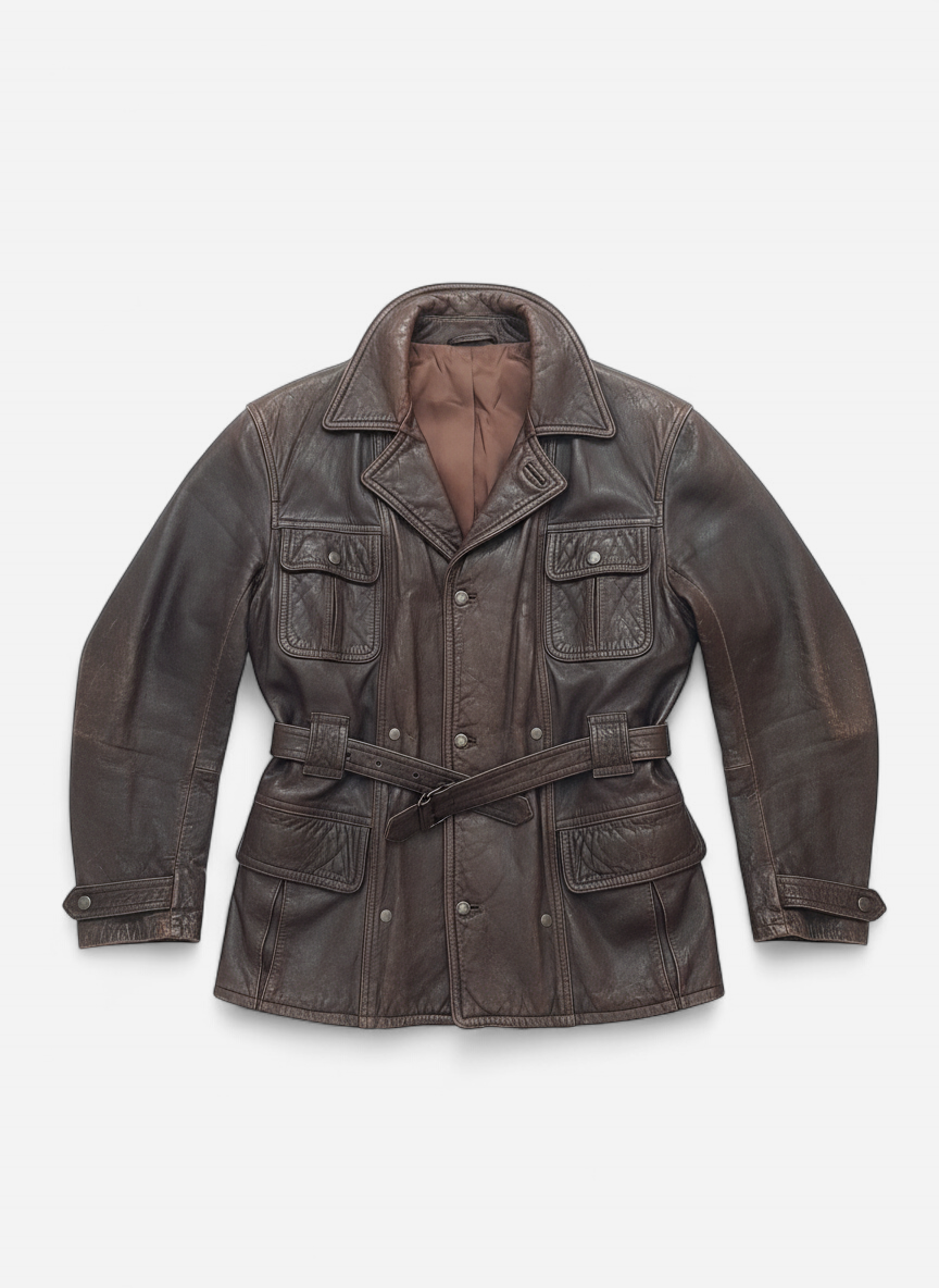 blouson long cuir épais