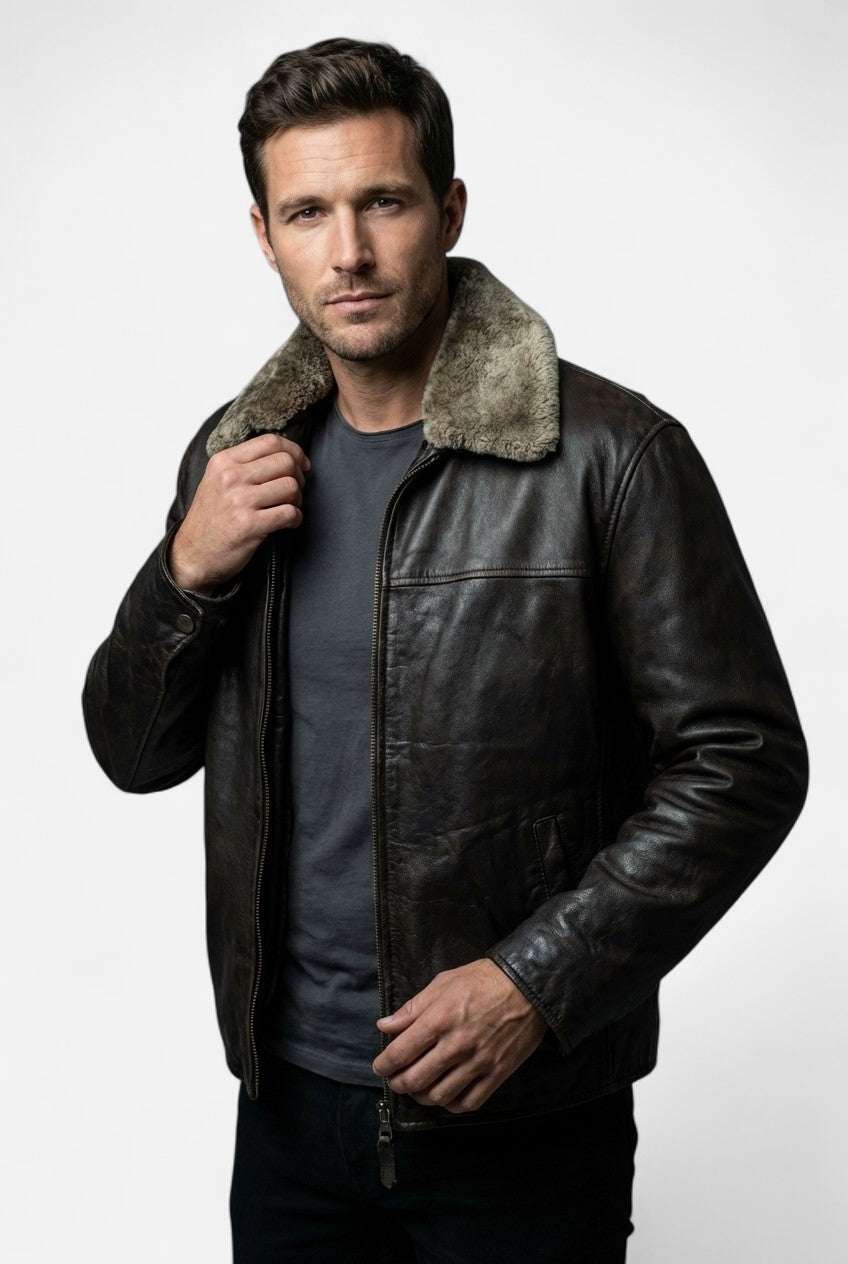 Blouson cuir noir mirage