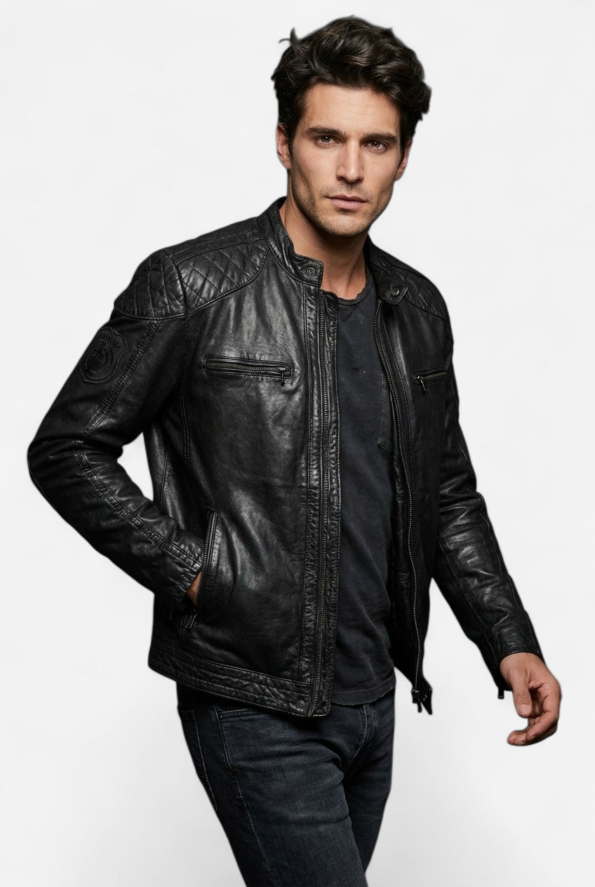 Blouson en cuir noir REDSKINS